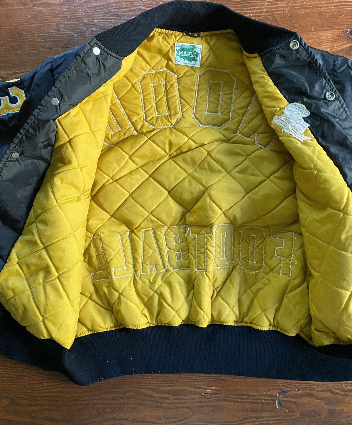 Vintage Vintage 1991 Wood Football Varsity Letterman Bomber Jacket Size US L / EU 52-54 / 3 - 12 Thumbnail