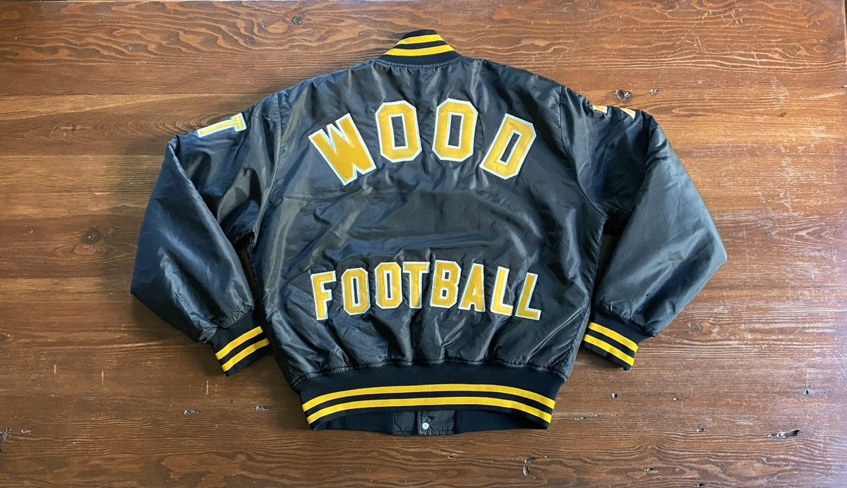 Vintage Vintage 1991 Wood Football Varsity Letterman Bomber Jacket Size US L / EU 52-54 / 3 - 1 Thumbnail