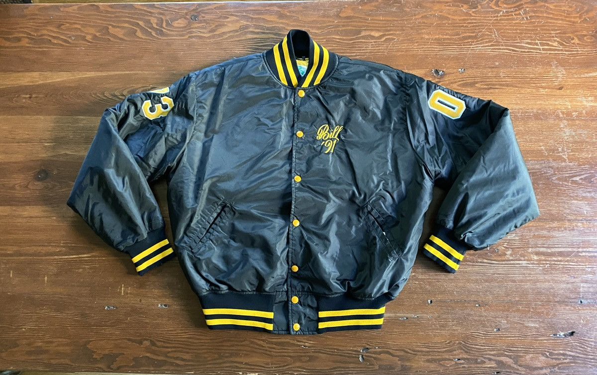 Vintage Vintage 1991 Wood Football Varsity Letterman Bomber Jacket Size US L / EU 52-54 / 3 - 2 Thumbnail
