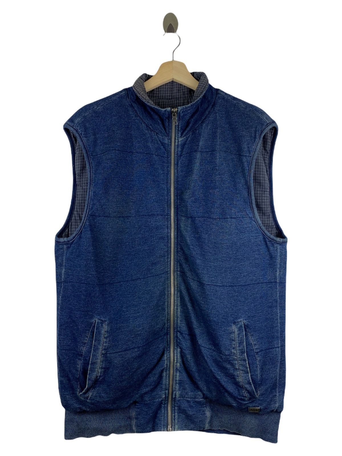 Armani Exchange AX BLUE DENIM ZIPPER MEN’S VEST Size US M / EU 48-50 / 2 - 2 Thumbnail