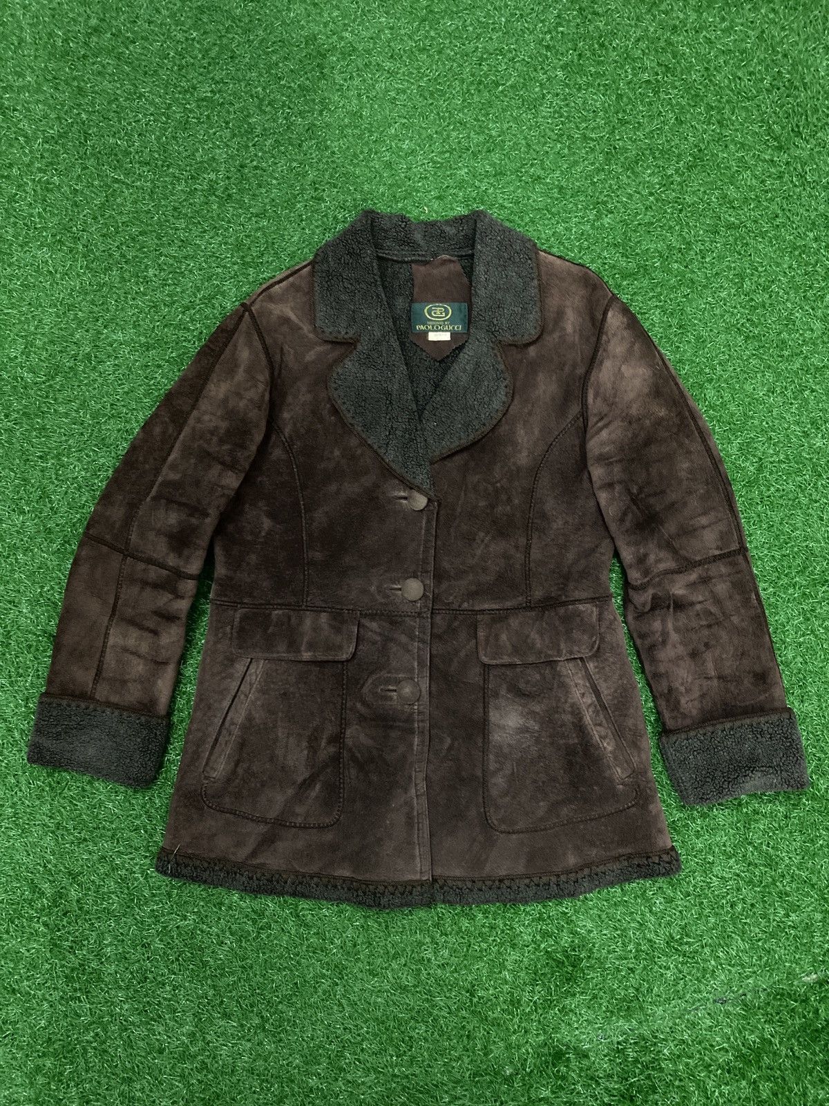 image of Vintage Paolo Gucci Leather Jacket in Brown Leather, Men's (Size Medium)
