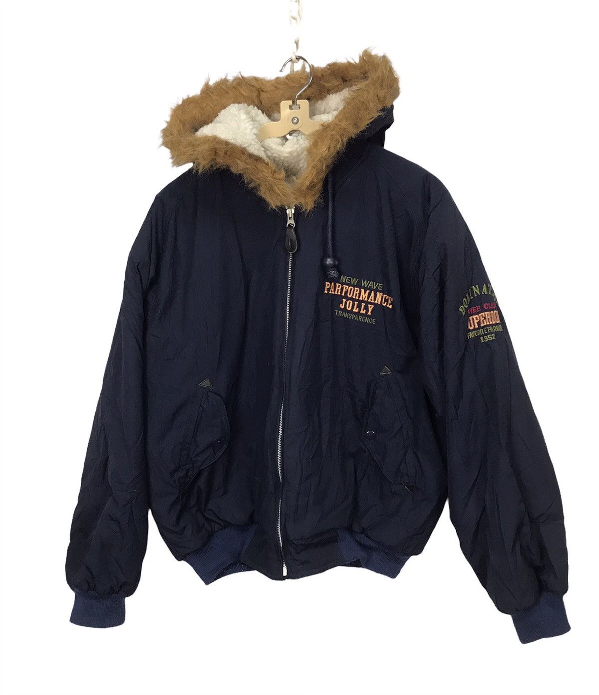 Vintage the north leports fur hoodie bomber jacket