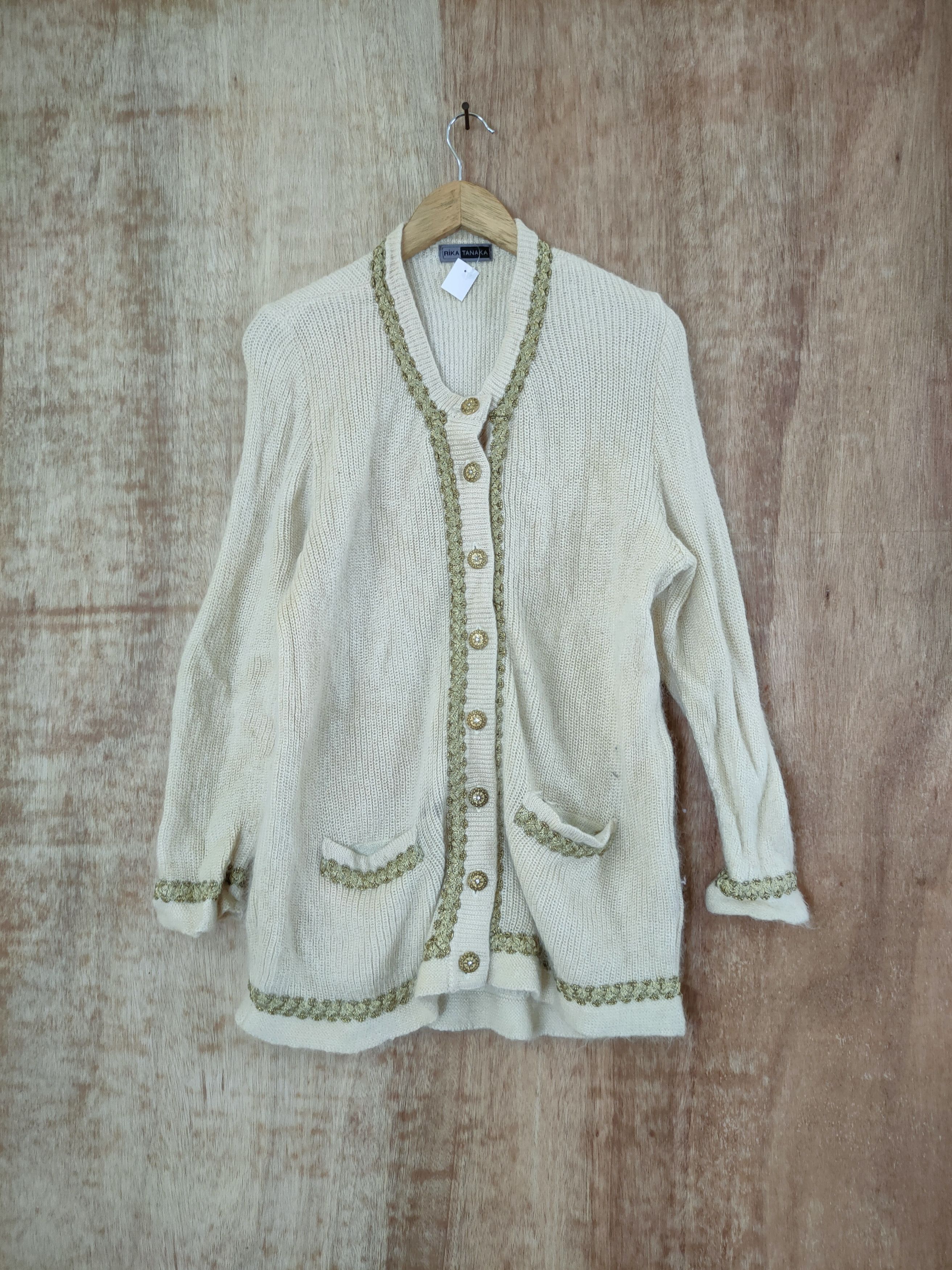 image of Aran Isles Knitwear x Cardigan Rina Tanaka Mohair Long Cardigan Knitwear Japan 46-594 in Cream (Siz