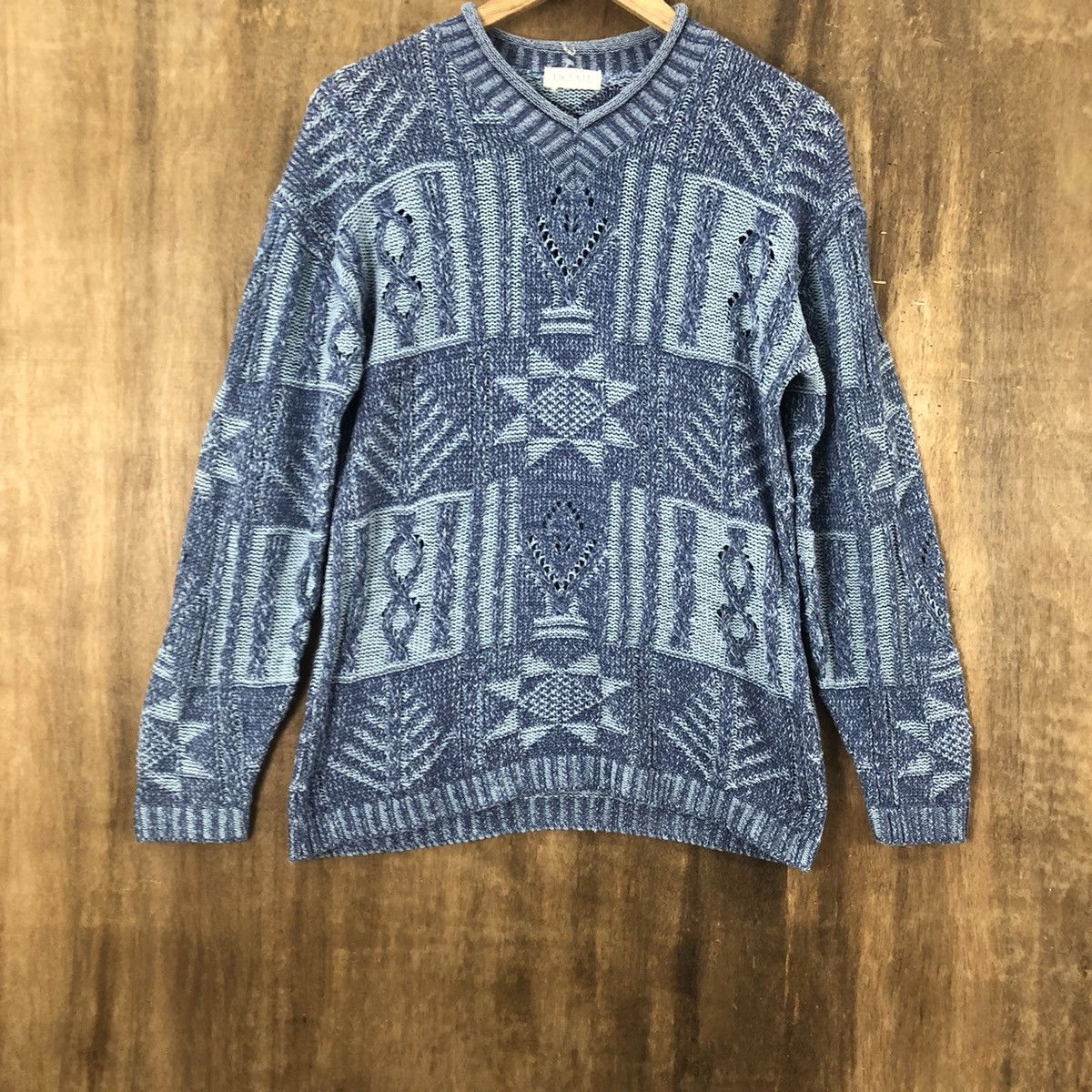 Aran Isles Knitwear Detail Blue Cardigan Knitwear vintage #6238 Size US M / EU 48-50 / 2 - 3 Thumbnail