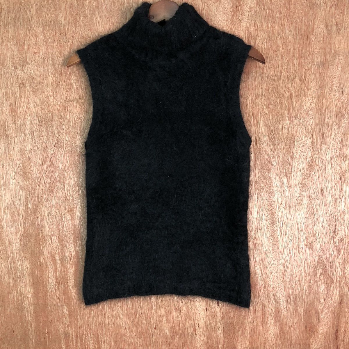 Homespun Knitwear Chest Black Shag Shaggy Fur Mohair Vest #6556 Size S / US 4 / IT 40 - 3 Thumbnail