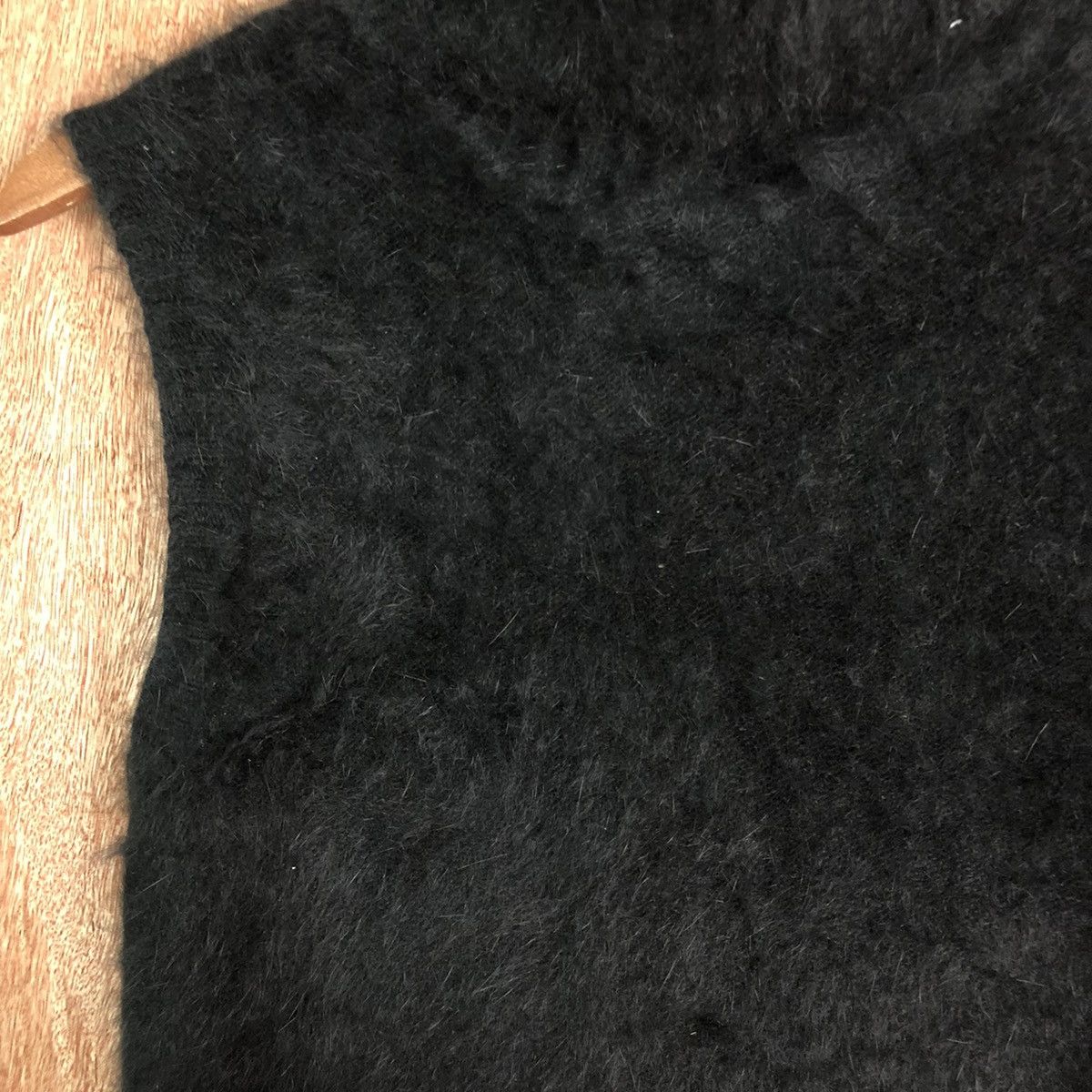 Homespun Knitwear Chest Black Shag Shaggy Fur Mohair Vest #6556 Size S / US 4 / IT 40 - 4 Thumbnail