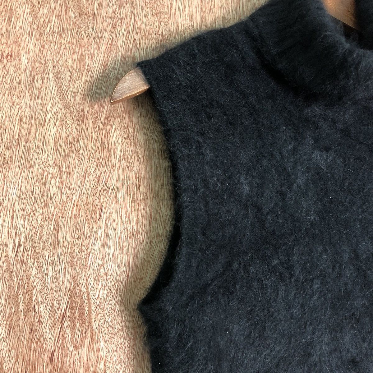 Homespun Knitwear Chest Black Shag Shaggy Fur Mohair Vest #6556 Size S / US 4 / IT 40 - 6 Thumbnail