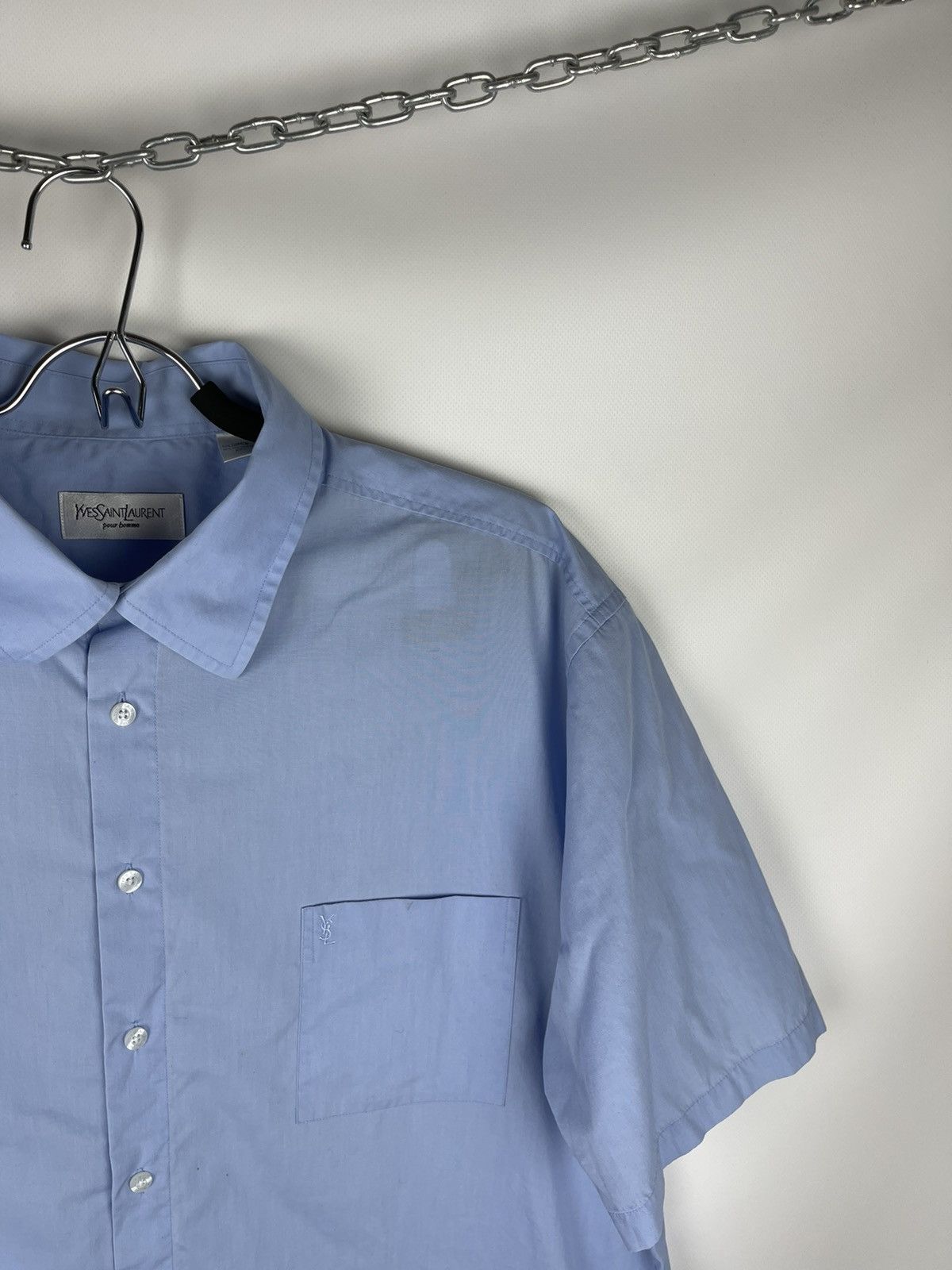 Vintage × Yves Saint Laurent Yves Saint Laurent vintage blue embroidered logo shirt Size US XXL / EU 58 / 5 - 3 Thumbnail