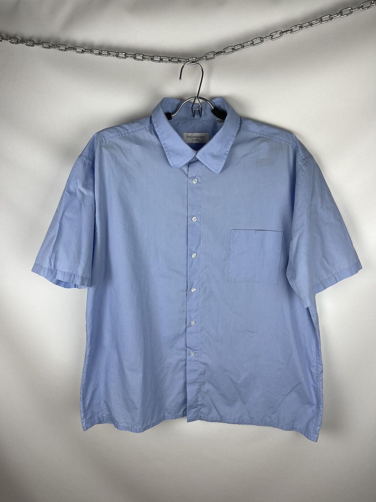 Yves Saint Laurent vintage blue embroidered logo shirt