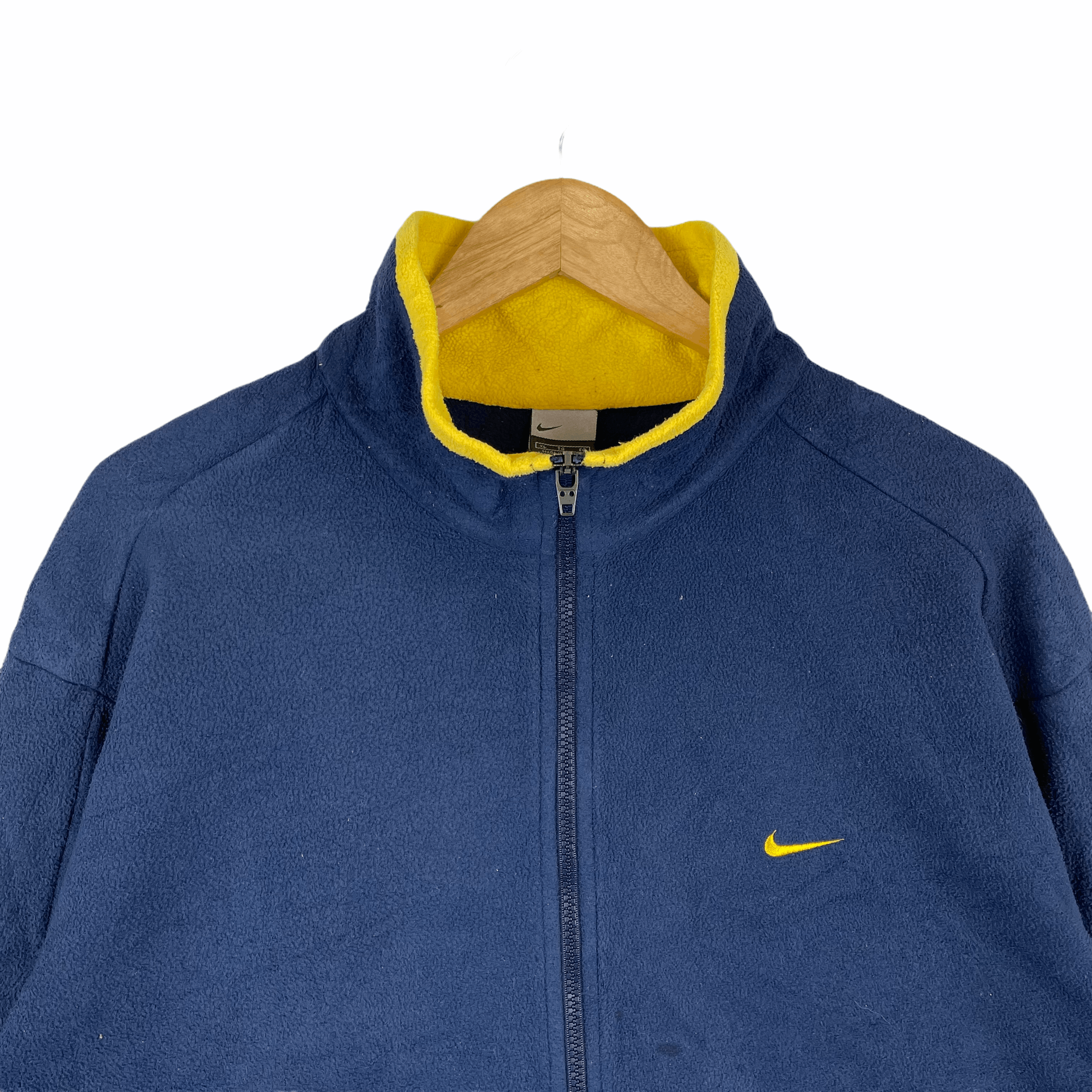 Nike Vintage NIKE FLEECE Full Zipper Swoosh Blue Yellow Sweater Size US XL / EU 56 / 4 - 2 Thumbnail