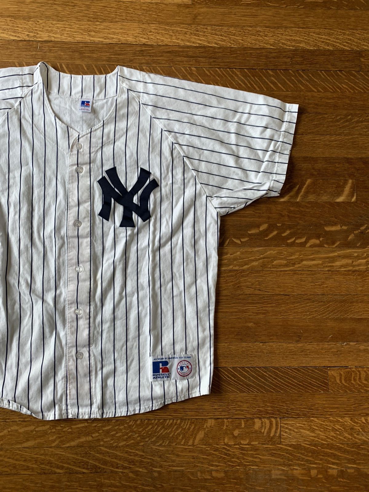 New York Yankees × Vintage 90s Vintage New York Yankees Pinstripe MLB Baseball Jersey Size US L / EU 52-54 / 3 - 1 Thumbnail