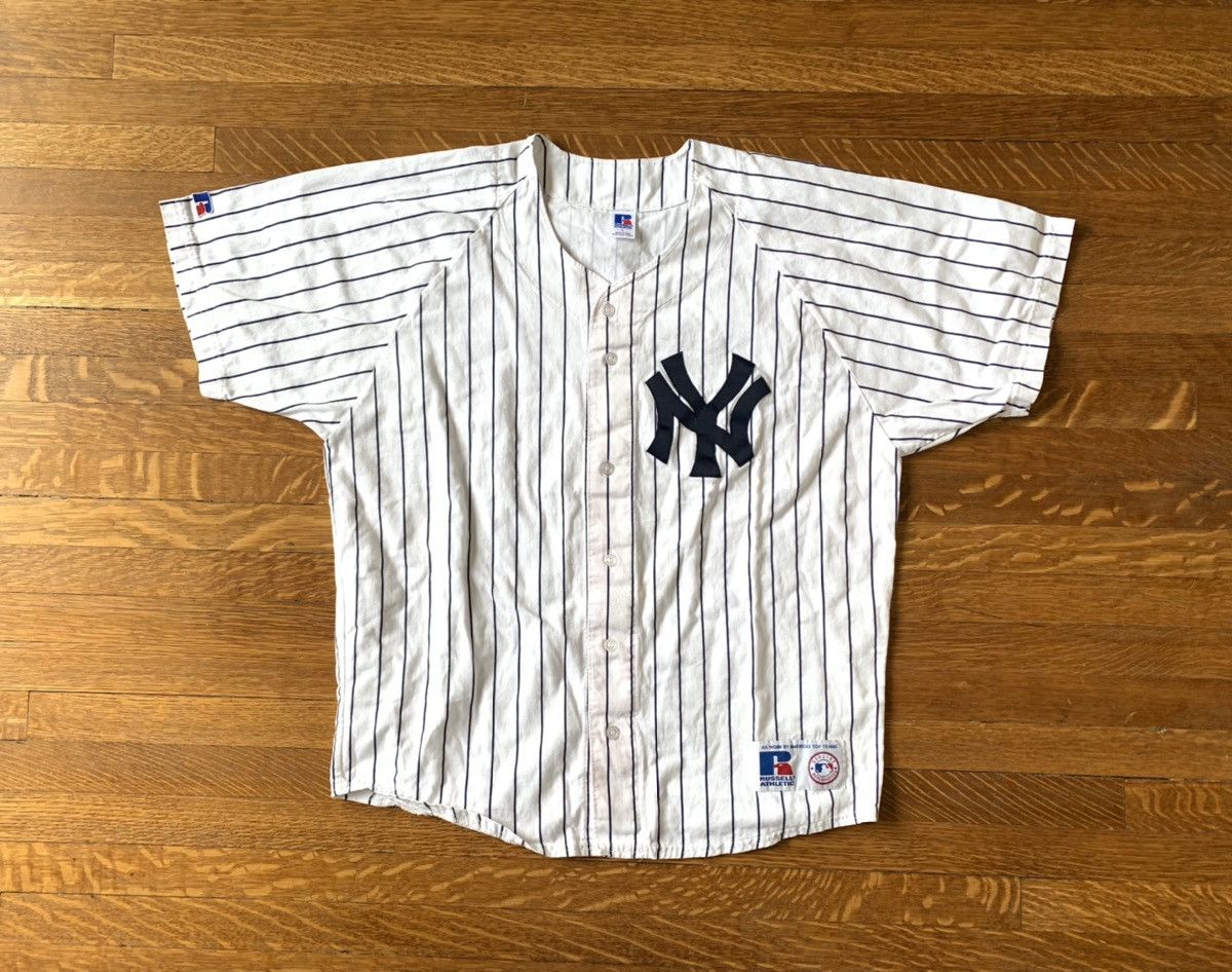 New York Yankees × Vintage 90s Vintage New York Yankees Pinstripe MLB Baseball Jersey Size US L / EU 52-54 / 3 - 2 Thumbnail