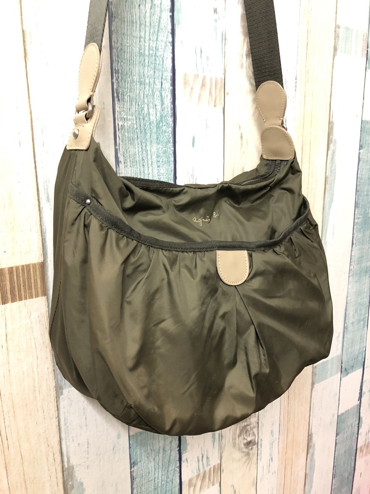 agnès b. logo patch duffle bag - Green