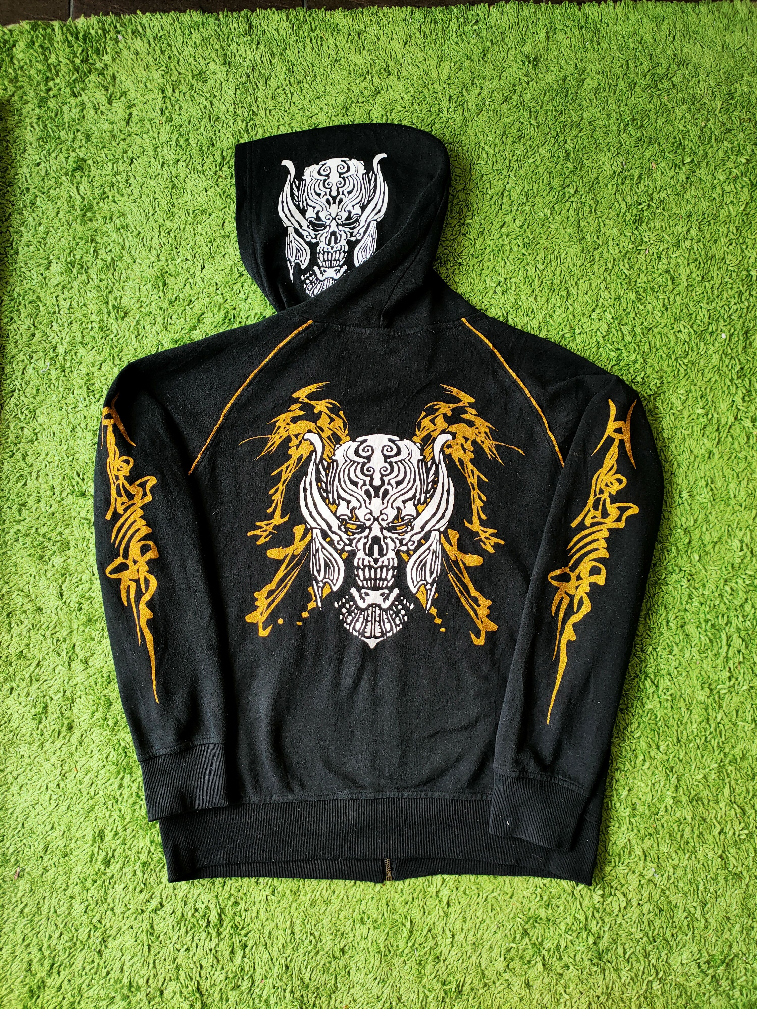 Japanese Brand Vintage Skull 💀 Big Logo Zipup Sweatshirt Size US L / EU 52-54 / 3 - 6 Thumbnail