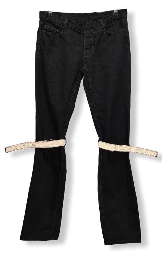 image of Jun Takahashi Uniqlo Bondage Reflective Velcro Strap Black Denim Pants, Men's (Size 29)
