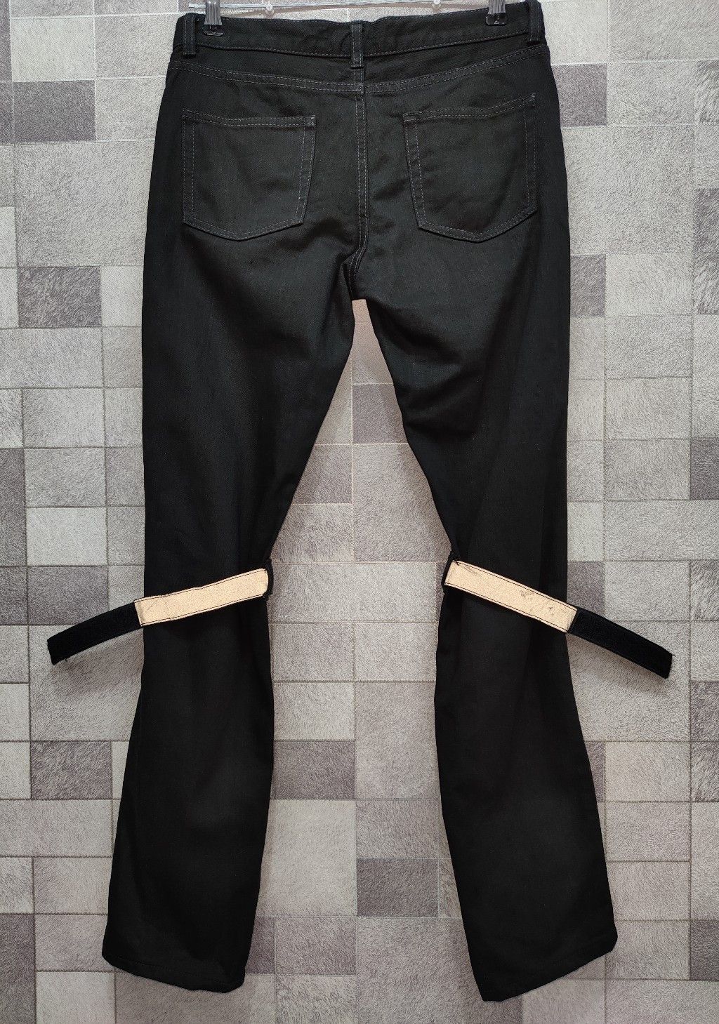 Seditionaries UNIQLO Bondage Reflective Velcro Strap Black Denim Pants Size US 29 - 8 Thumbnail