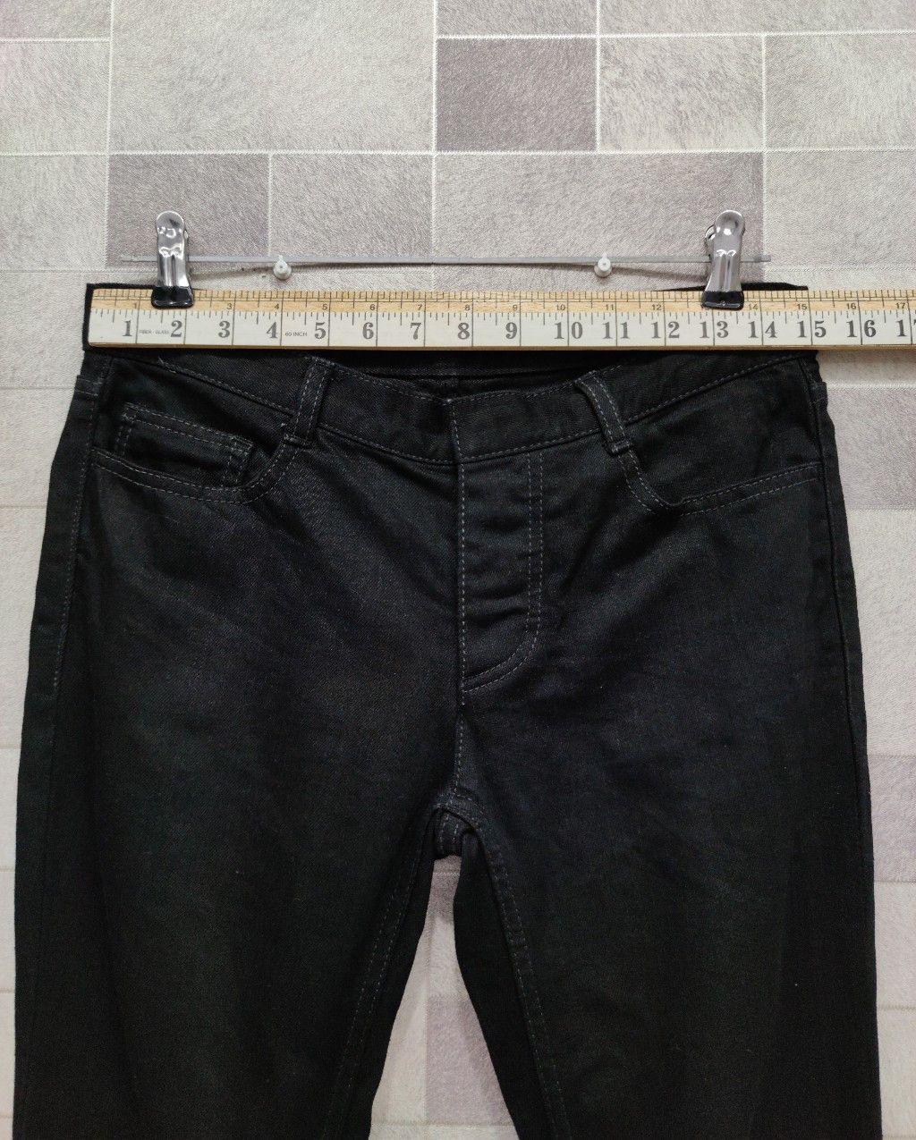 Seditionaries UNIQLO Bondage Reflective Velcro Strap Black Denim Pants Size US 29 - 12 Thumbnail