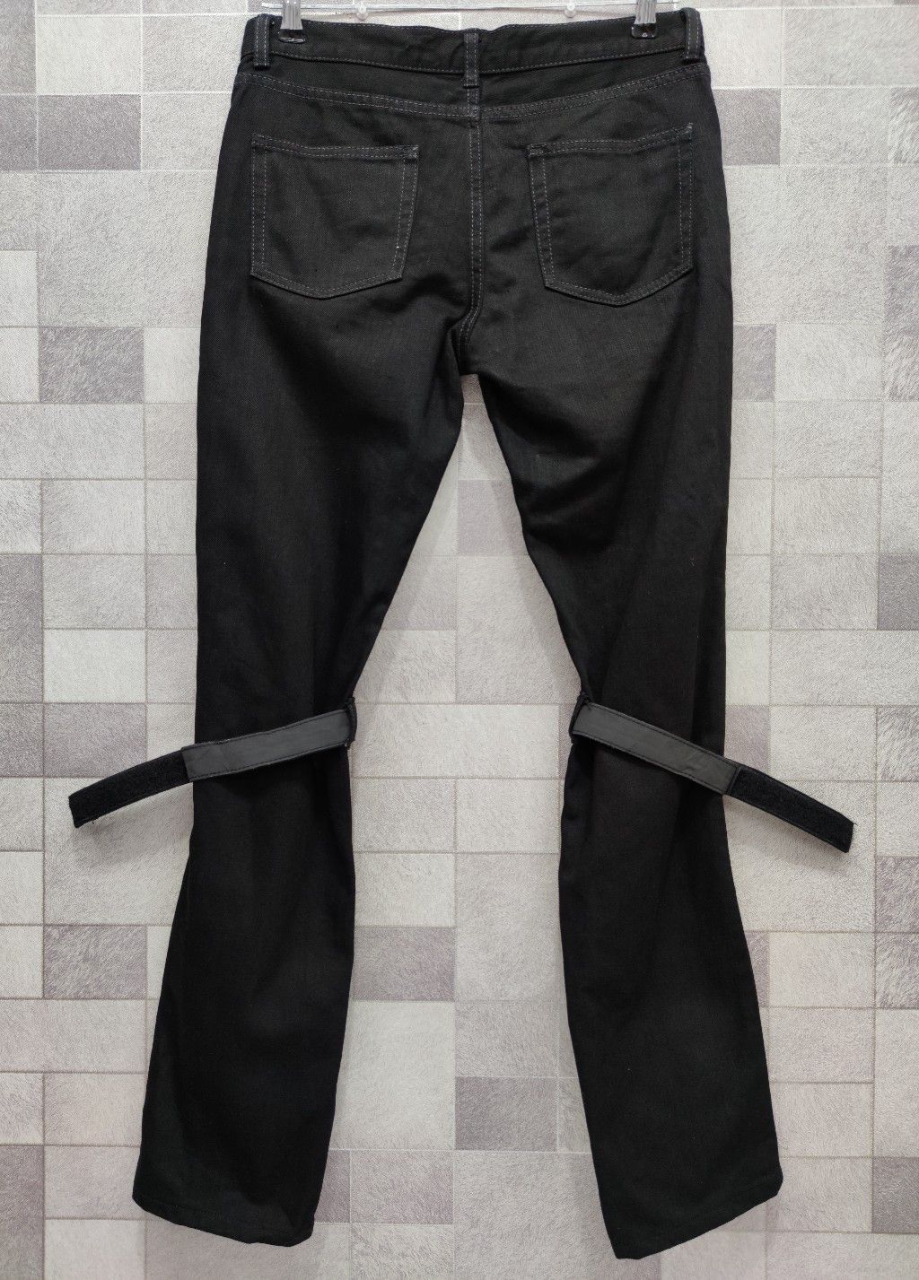 Seditionaries UNIQLO Bondage Reflective Velcro Strap Black Denim Pants Size US 29 - 9 Thumbnail