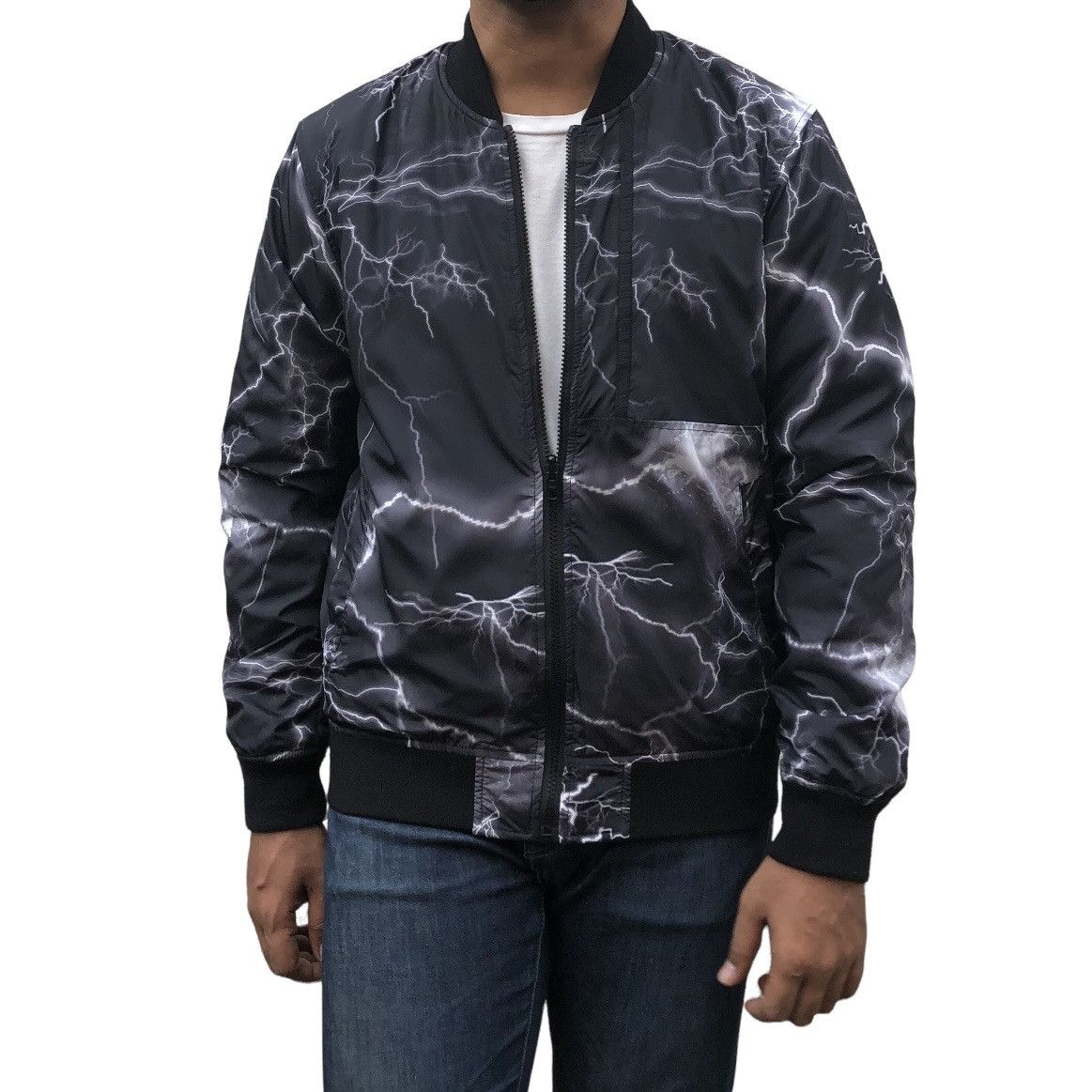 Japanese Brand Suggestion Thunder Print Reversible Quilted Bomber Jacket Size US M / EU 48-50 / 2 - 1 Thumbnail