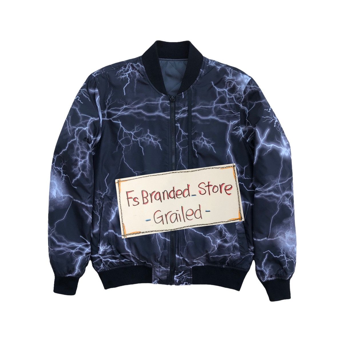 Japanese Brand Suggestion Thunder Print Reversible Quilted Bomber Jacket Size US M / EU 48-50 / 2 - 8 Thumbnail