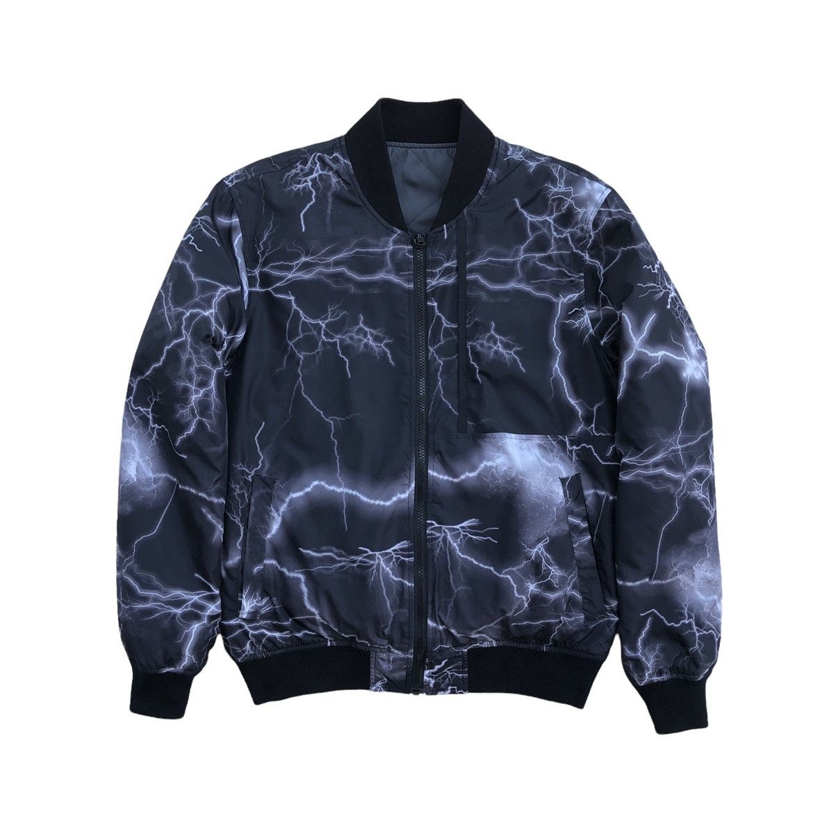 Japanese Brand Suggestion Thunder Print Reversible Quilted Bomber Jacket Size US M / EU 48-50 / 2 - 7 Thumbnail
