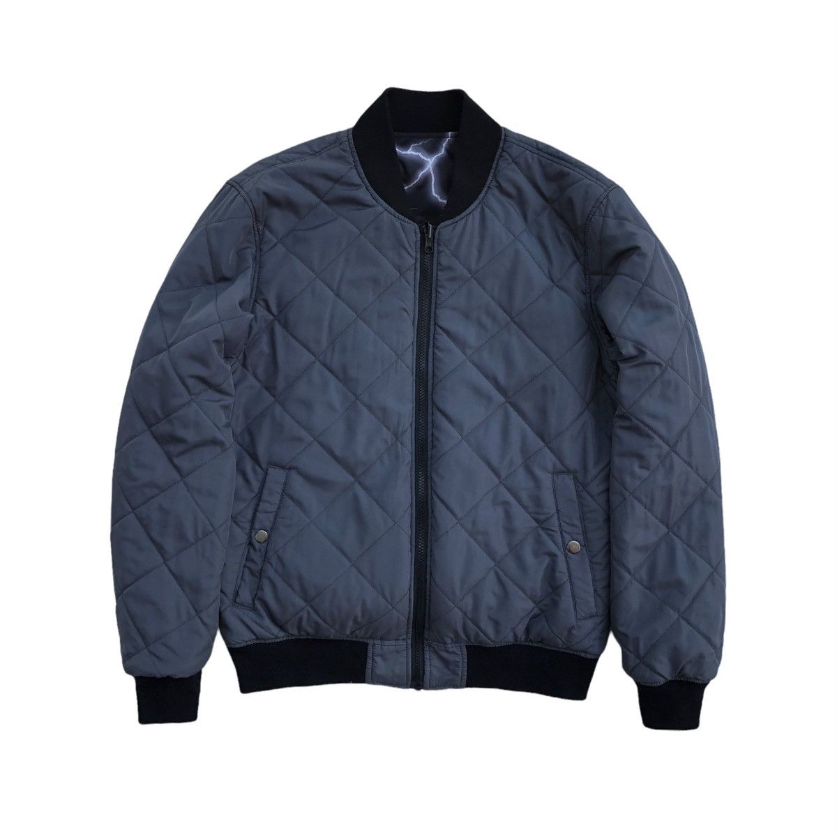 Japanese Brand Suggestion Thunder Print Reversible Quilted Bomber Jacket Size US M / EU 48-50 / 2 - 13 Thumbnail