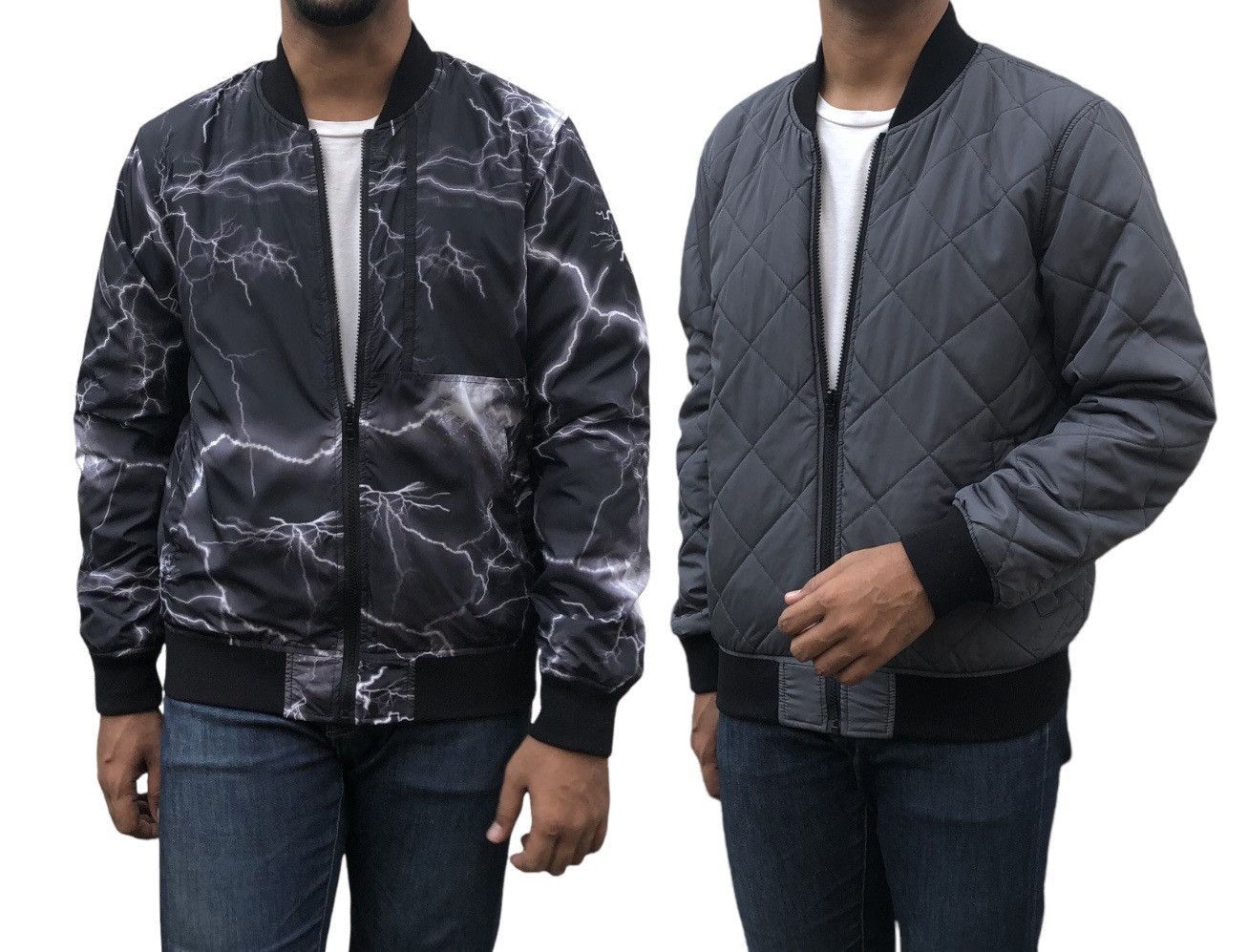 Japanese Brand Suggestion Thunder Print Reversible Quilted Bomber Jacket Size US M / EU 48-50 / 2 - 2 Thumbnail