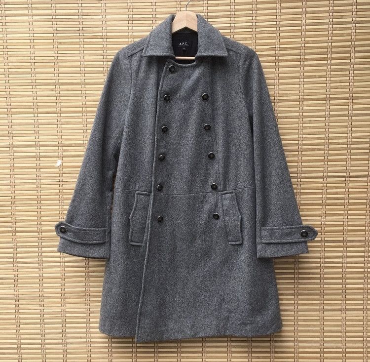 A.P.C. A.P.C Herringbone Wool Long Coat Size US M / EU 48-50 / 2 - 2 Thumbnail