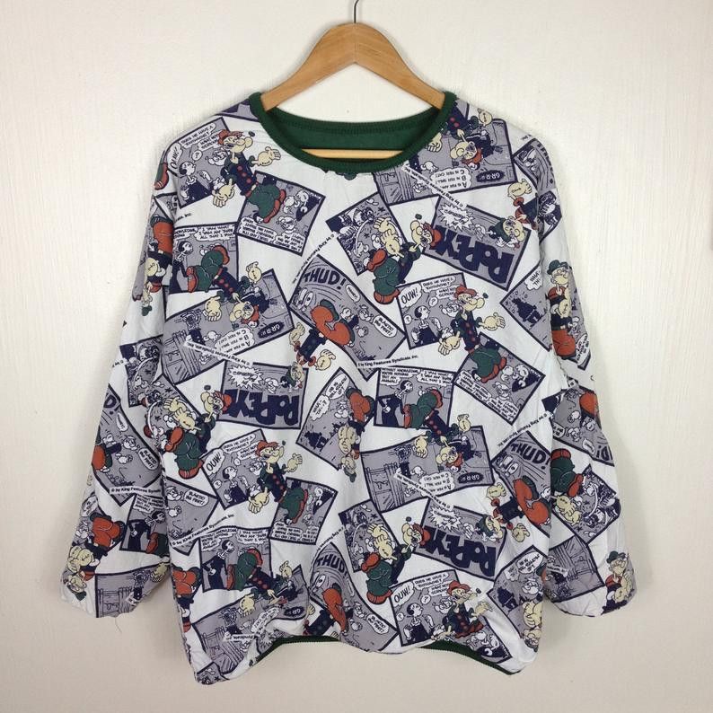 Disney Vintage 90s REVERSIBLE POPEYE ANIMATION Full Print OVP Size US M / EU 48-50 / 2 - 1 Thumbnail