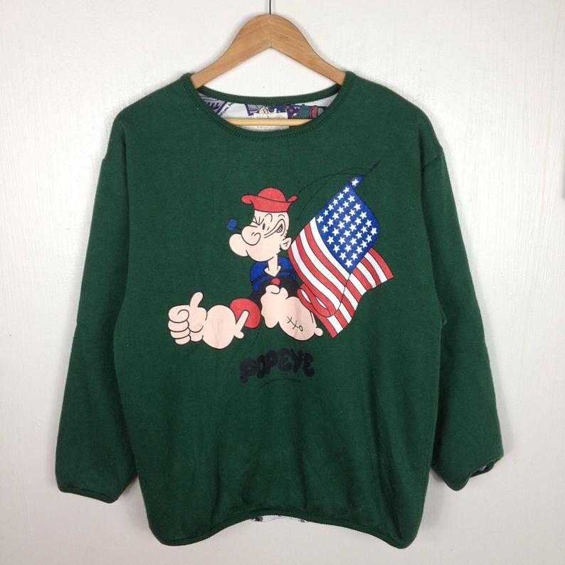 Disney Vintage 90s REVERSIBLE POPEYE ANIMATION Full Print OVP Size US M / EU 48-50 / 2 - 5 Thumbnail