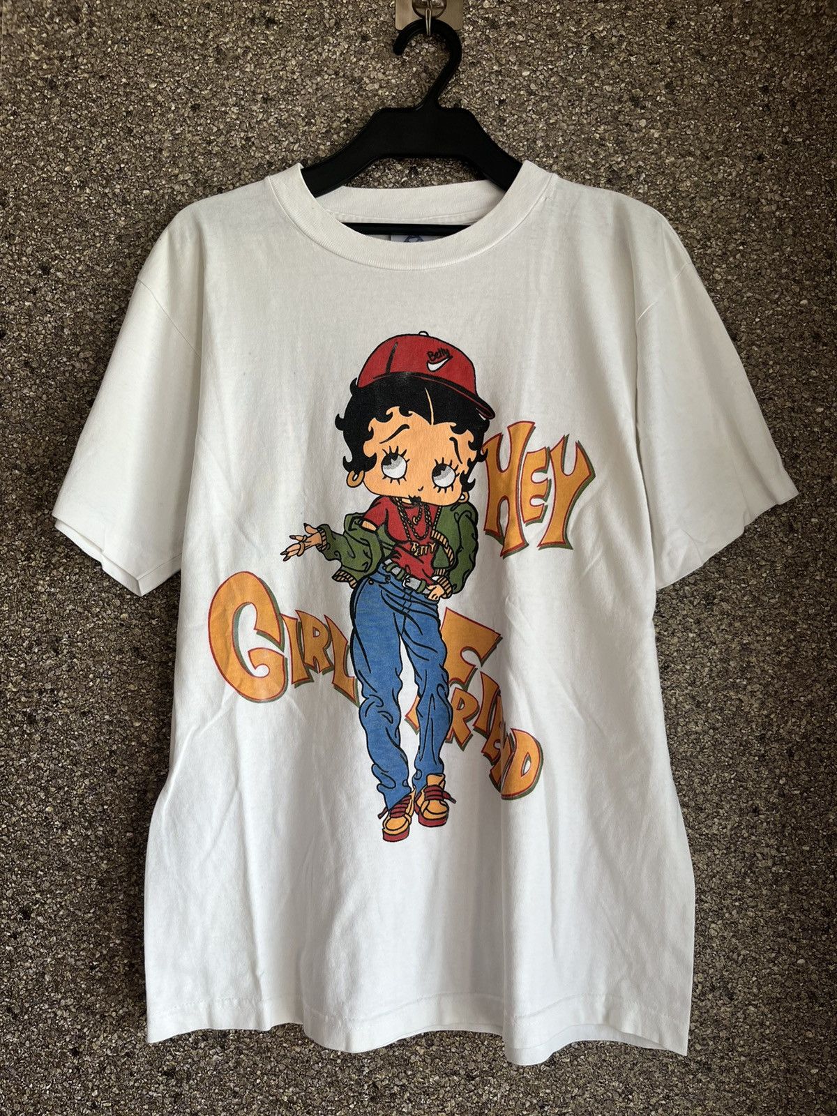 image of Made In USA x Vintage Betty Boops Hey Girlfriend Ft85 in White, Men's (Size Medium)