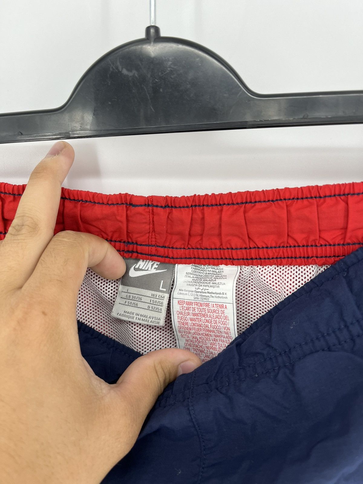 Nike × Vintage 90s Vintage Nike Black Nylon Mini Swoosh Shorts Travis Style Size US 34 / EU 50 - 7 Thumbnail