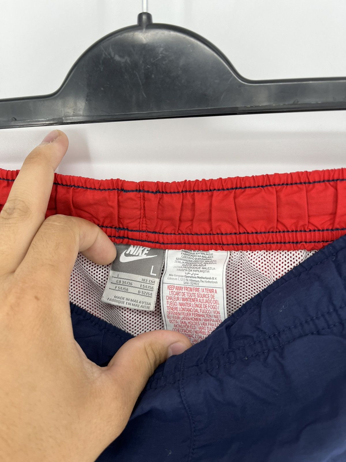 Nike × Vintage 90s Vintage Nike Black Nylon Mini Swoosh Shorts Travis Style Size US 34 / EU 50 - 8 Thumbnail
