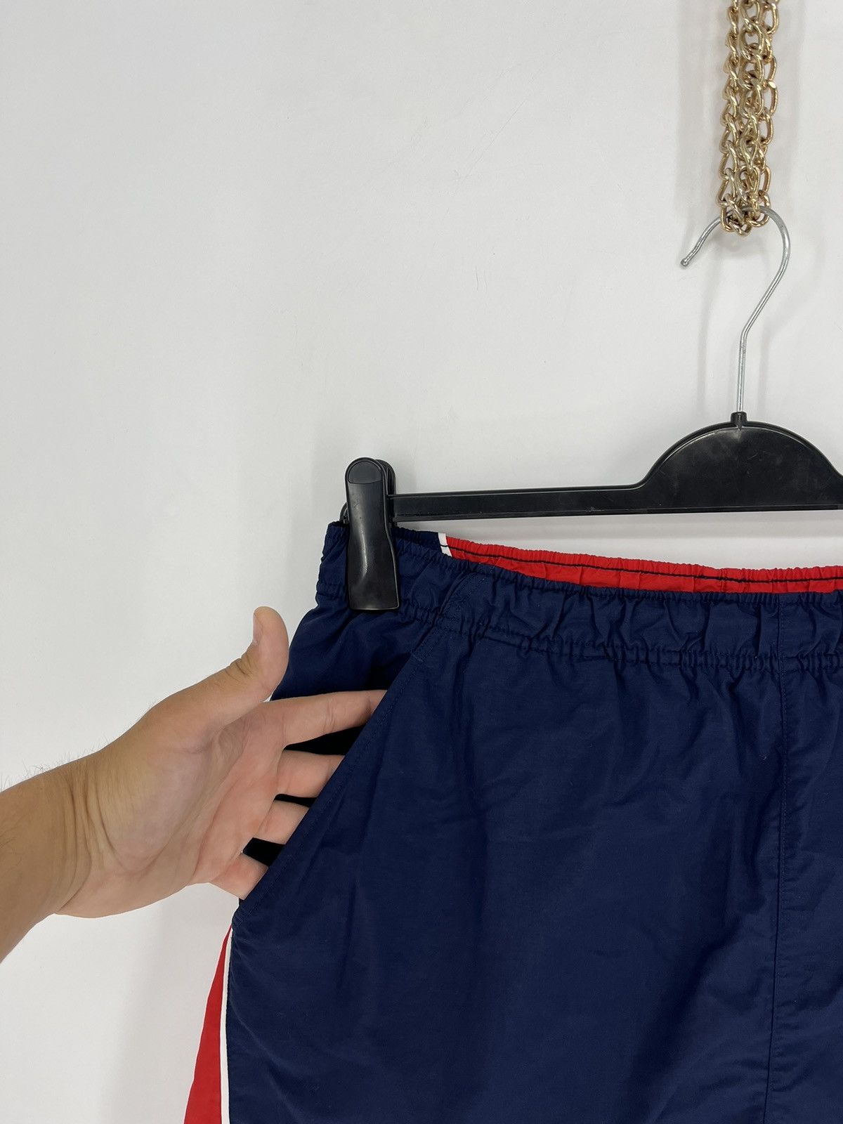 Nike × Vintage 90s Vintage Nike Black Nylon Mini Swoosh Shorts Travis Style Size US 34 / EU 50 - 6 Thumbnail