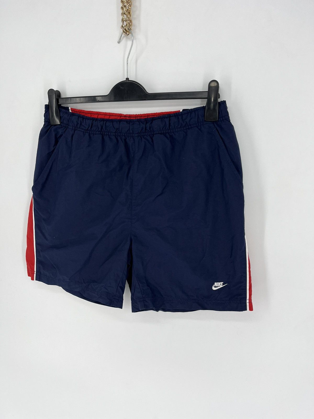 Nike × Vintage 90s Vintage Nike Black Nylon Mini Swoosh Shorts Travis Style Size US 34 / EU 50 - 3 Thumbnail