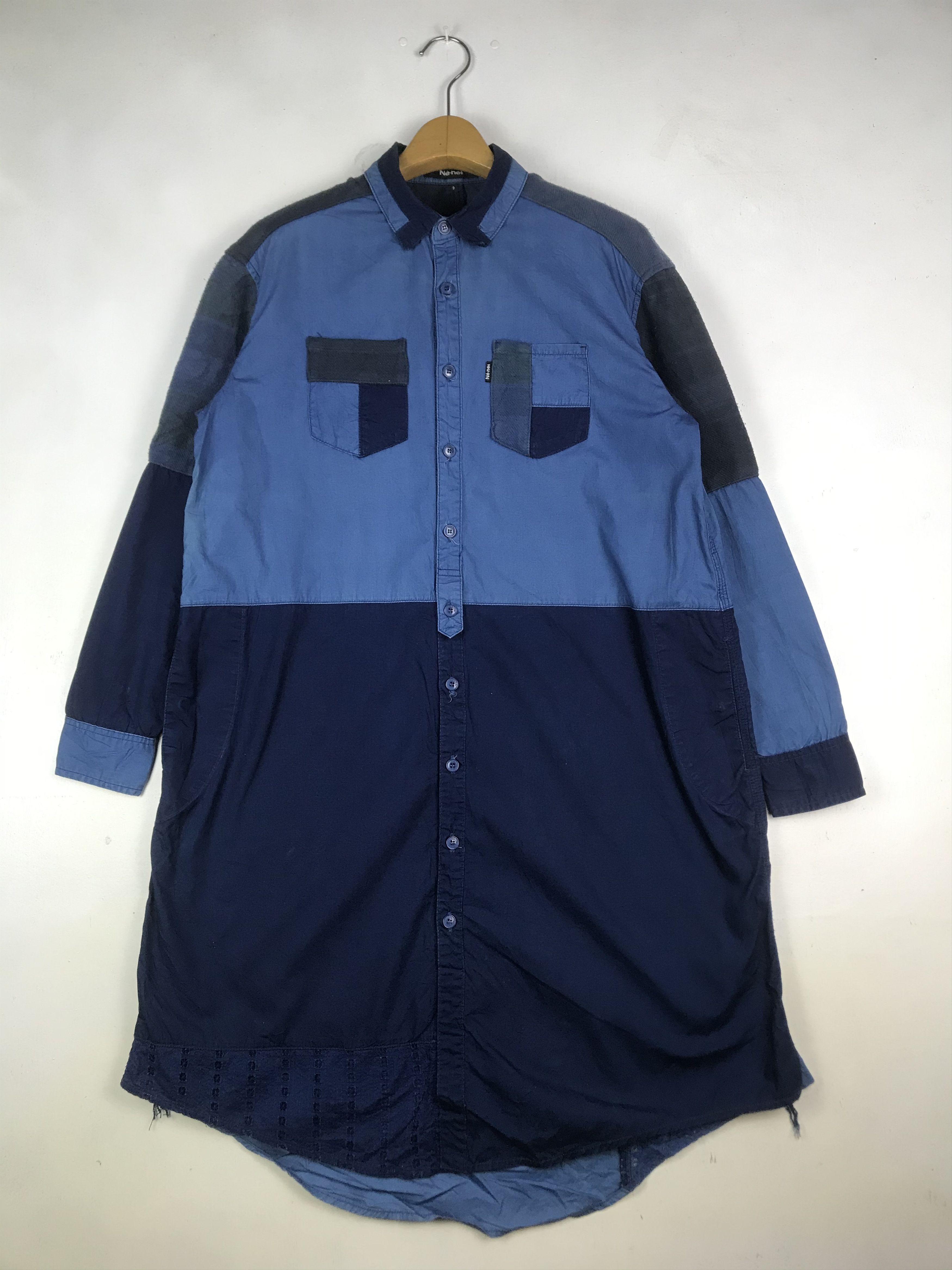 Issey Miyake NE-NET ISSEY MIYAKE INDIGO PATCWORK STYLE LONG SHIRT Size US M / EU 48-50 / 2 - 1 Thumbnail