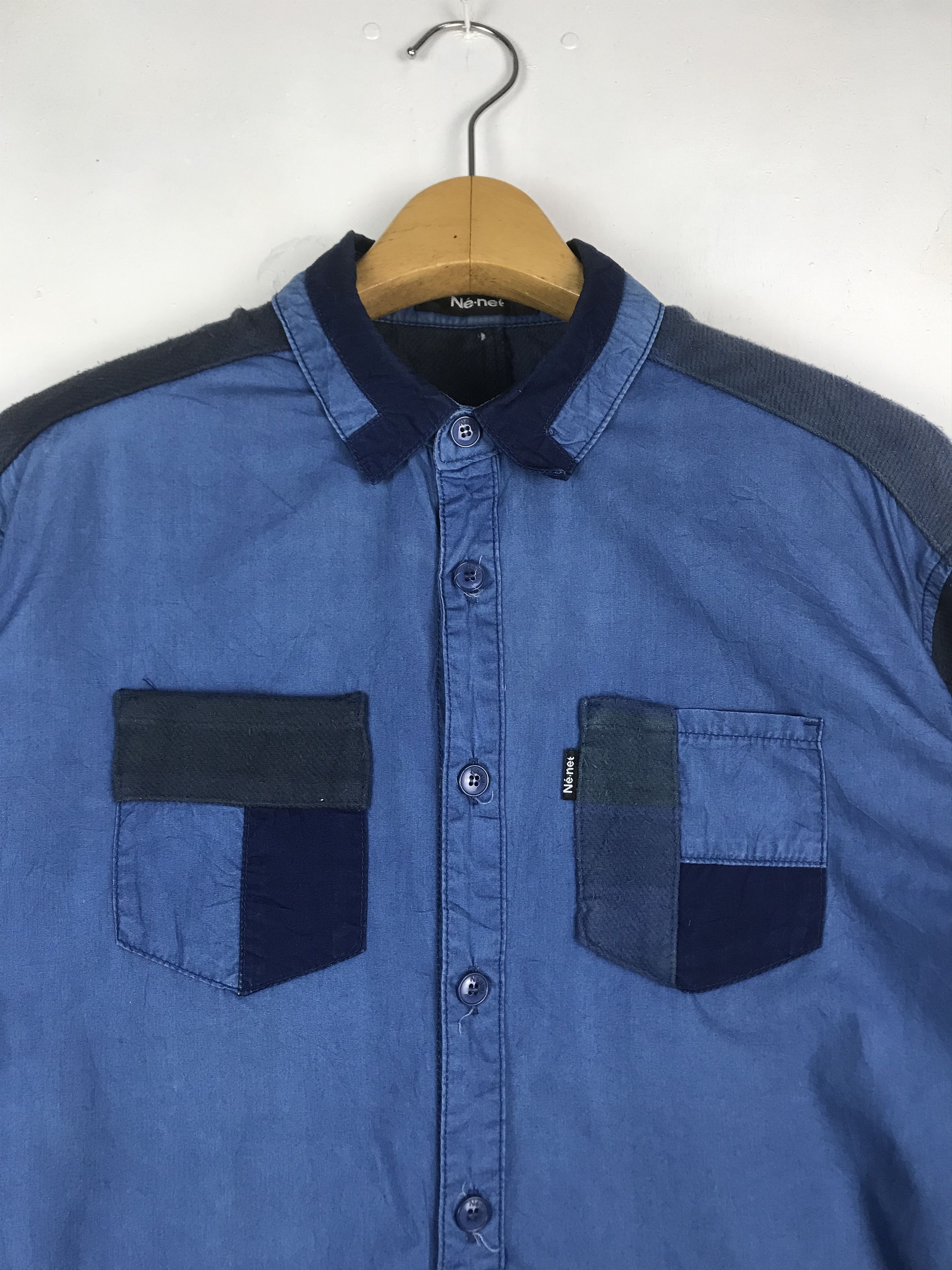 Issey Miyake NE-NET ISSEY MIYAKE INDIGO PATCWORK STYLE LONG SHIRT Size US M / EU 48-50 / 2 - 3 Thumbnail