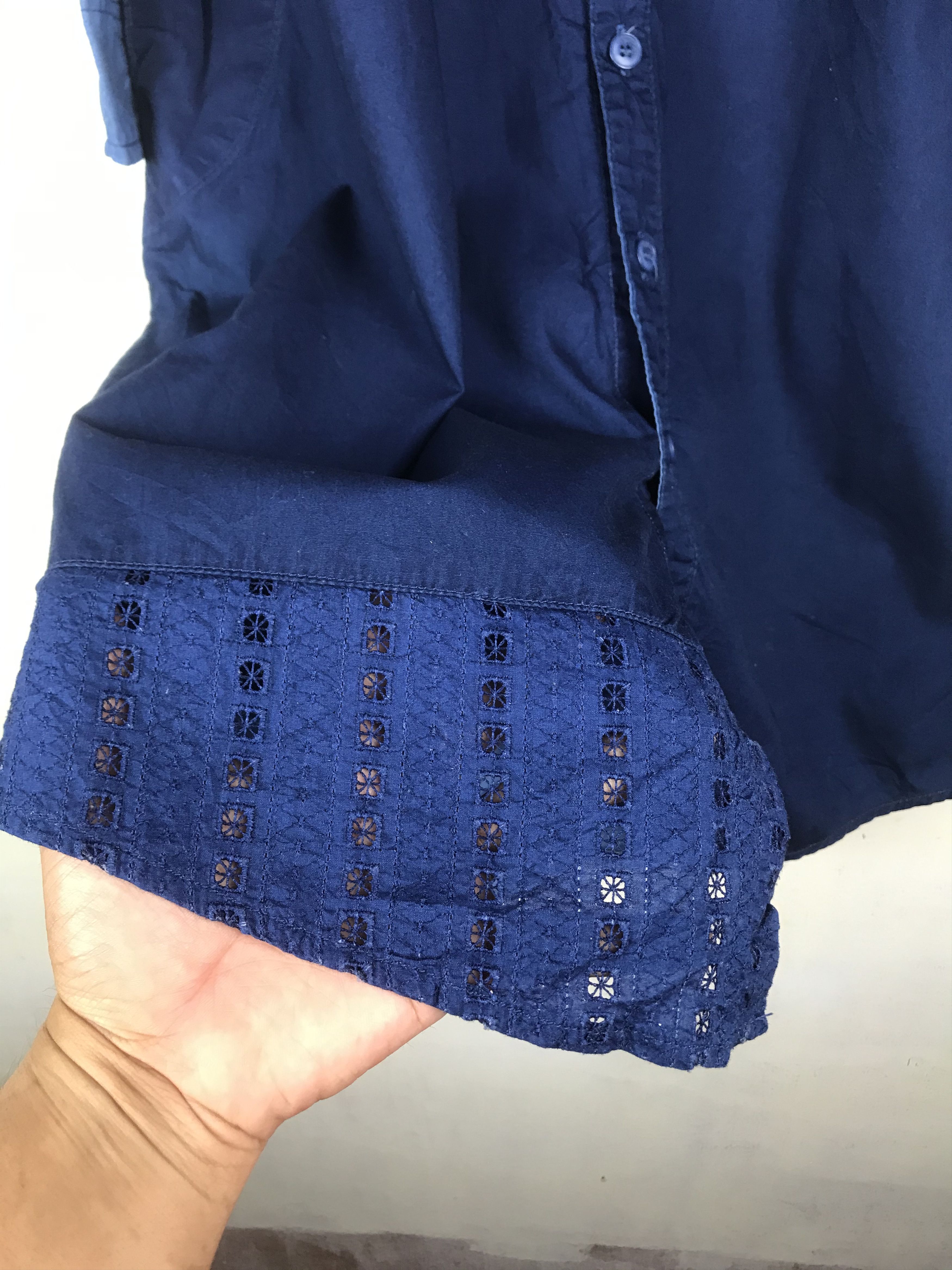 Issey Miyake NE-NET ISSEY MIYAKE INDIGO PATCWORK STYLE LONG SHIRT Size US M / EU 48-50 / 2 - 11 Thumbnail