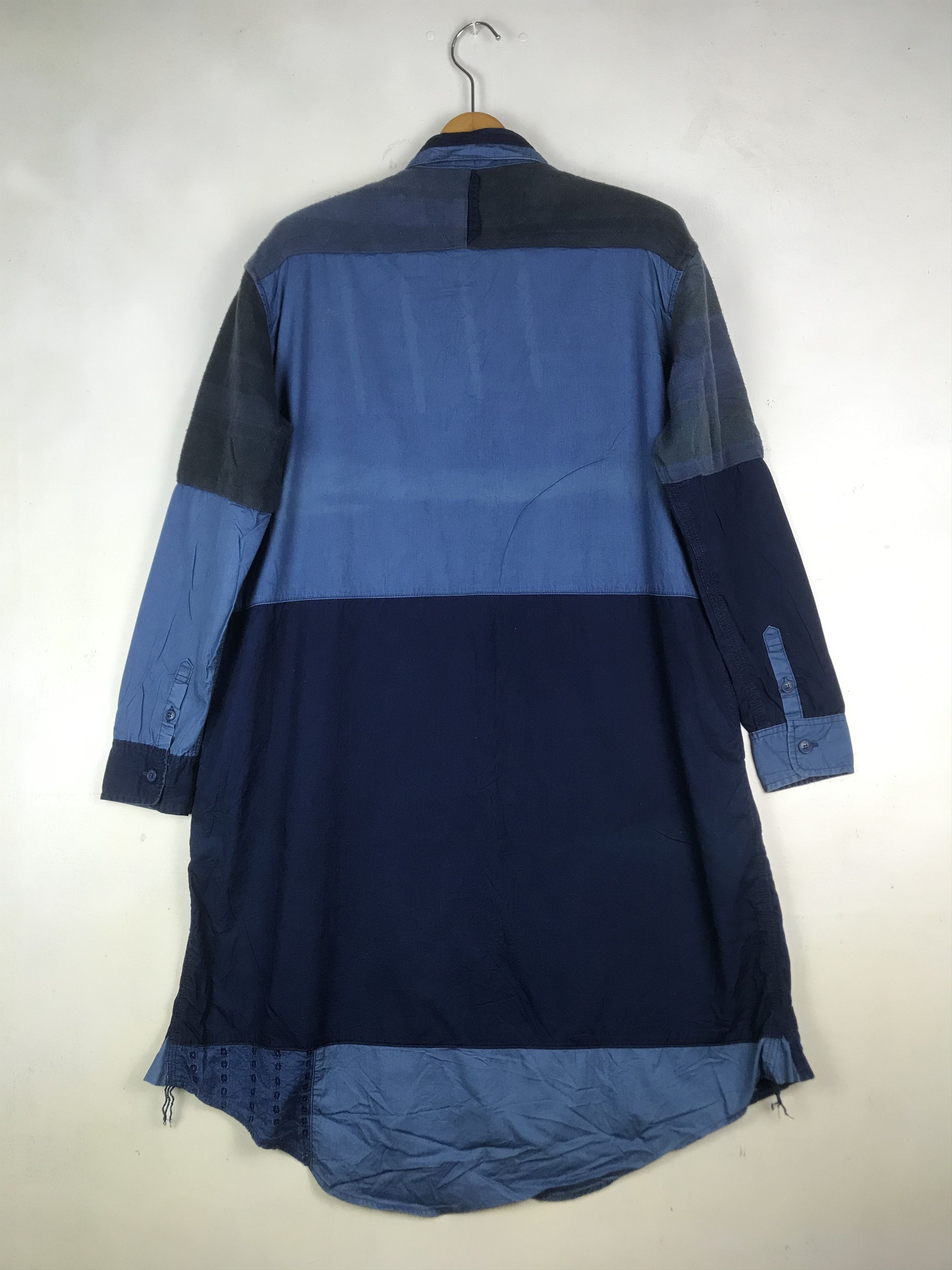 Issey Miyake NE-NET ISSEY MIYAKE INDIGO PATCWORK STYLE LONG SHIRT Size US M / EU 48-50 / 2 - 2 Thumbnail