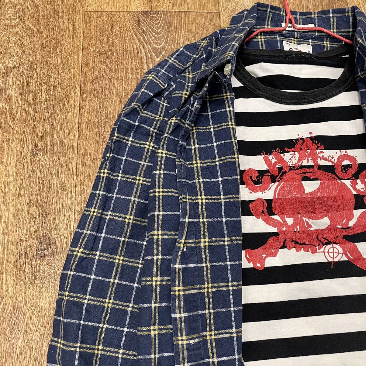 Vintage Vintage 90s Navy Checkered Shirt Oversized Grunge Washed XXL Size US XXL / EU 58 / 5 - 5 Thumbnail