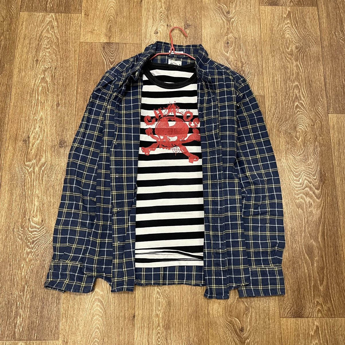 Vintage Vintage 90s Navy Checkered Shirt Oversized Grunge Washed XXL Size US XXL / EU 58 / 5 - 2 Thumbnail
