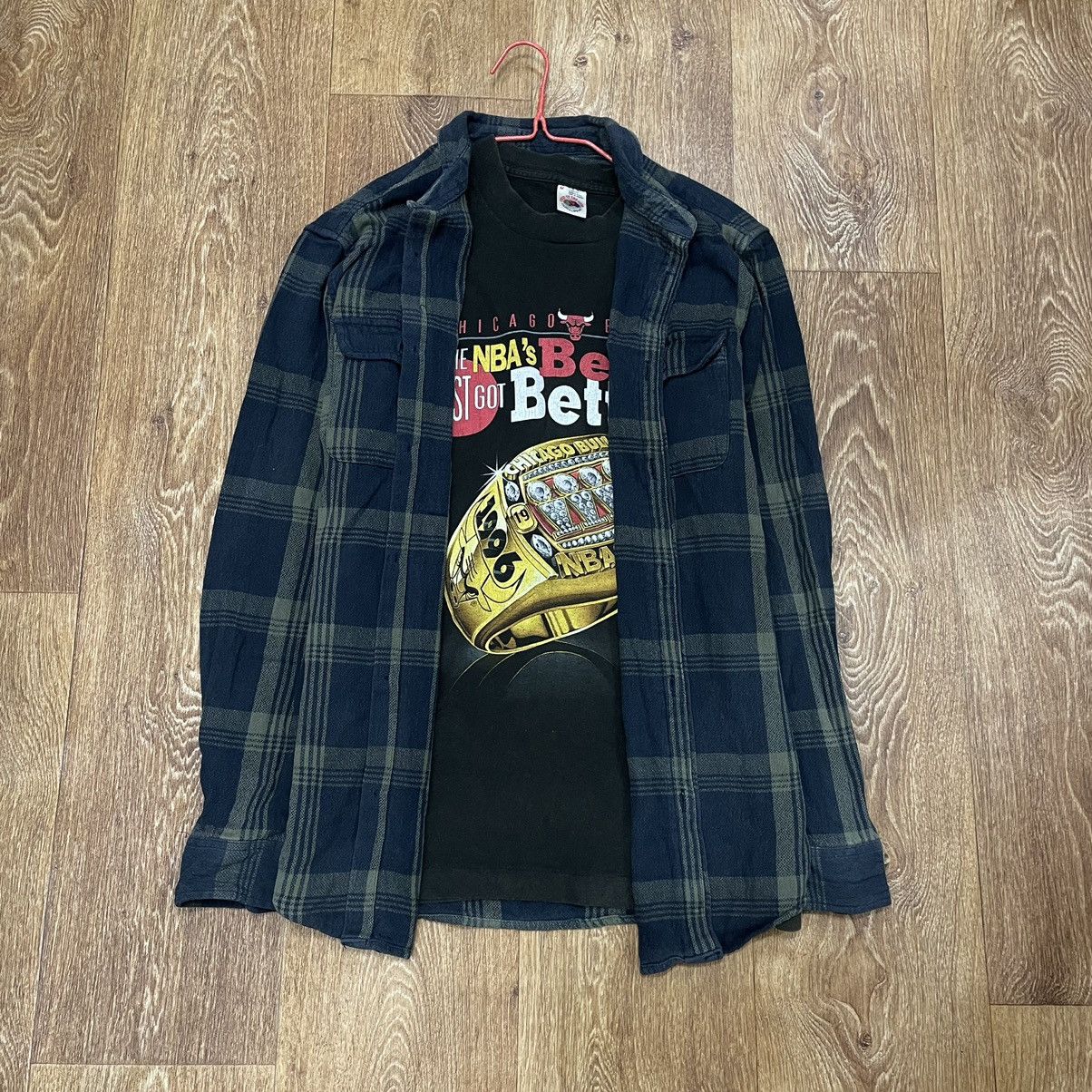 Vintage Vintage 90s Faded Navy Plaid Flannel Shirt Oversized Grail L Size US L / EU 52-54 / 3 - 1 Thumbnail