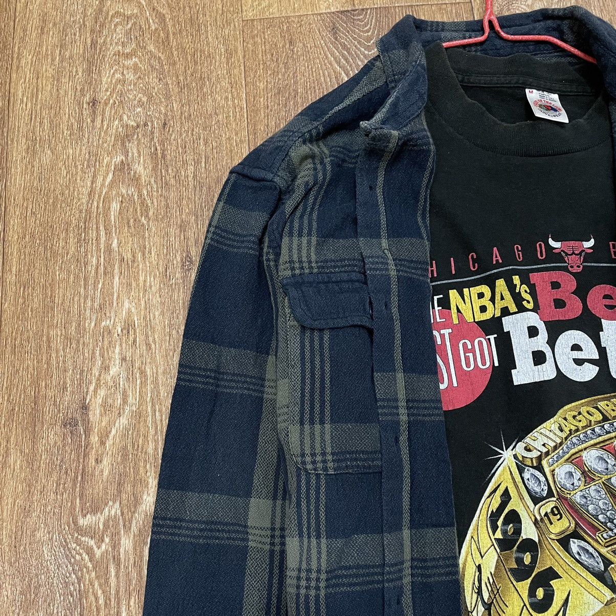 Vintage Vintage 90s Faded Navy Plaid Flannel Shirt Oversized Grail L Size US L / EU 52-54 / 3 - 4 Thumbnail