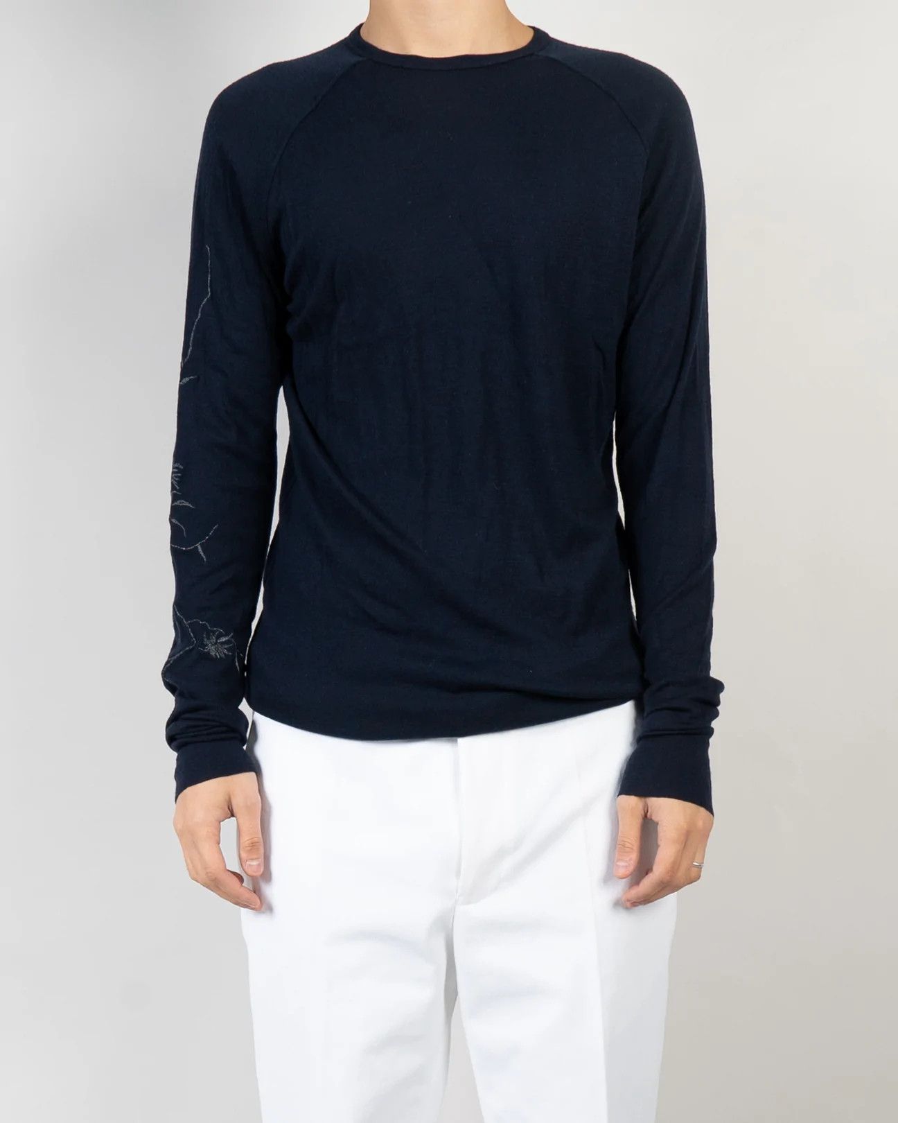 image of Haider Ackermann Fw18 Blue Floral Embroidered Wool Knit, Men's (Size Small)