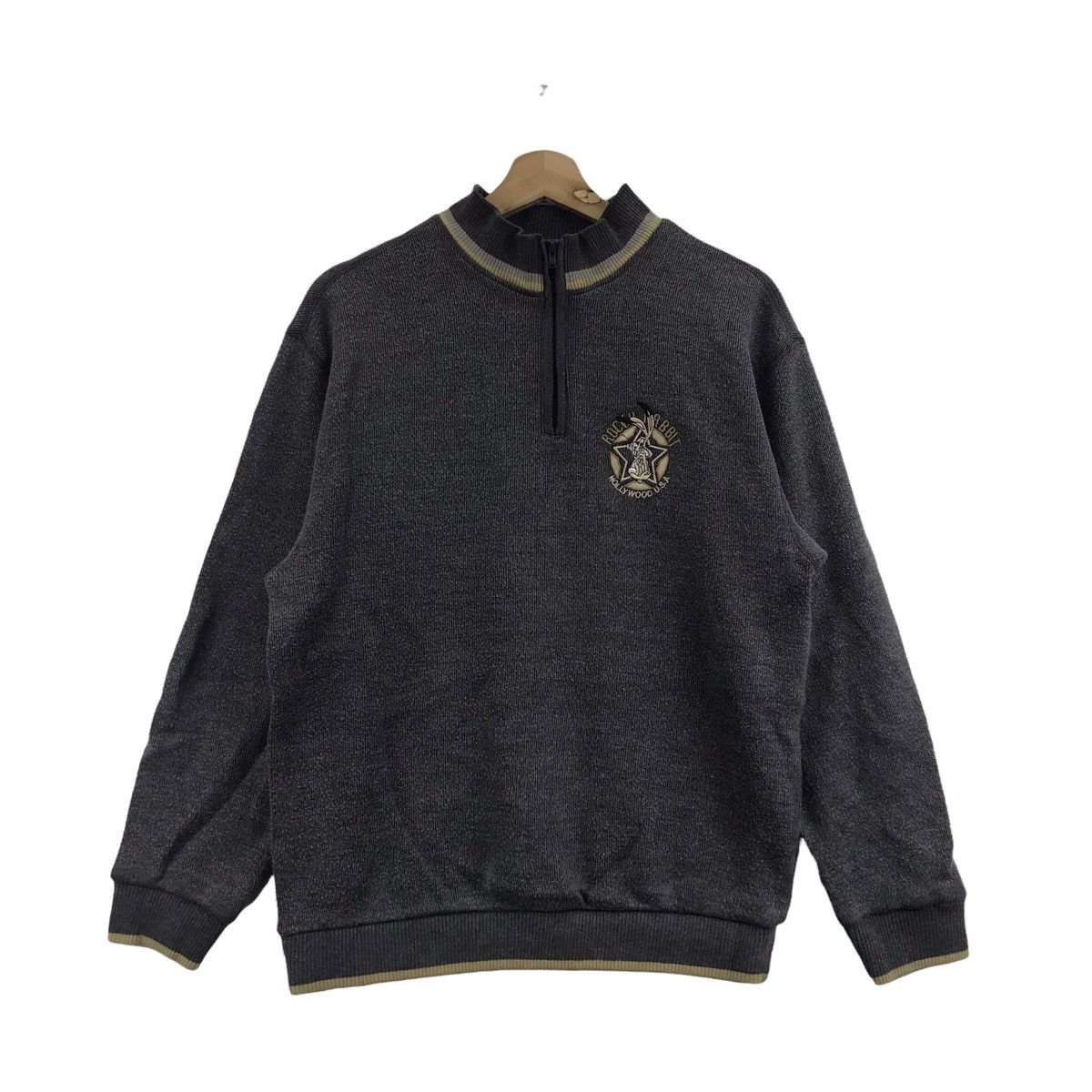 Vintage ROCKY RABBIT SPORT Embroidered HalfZipper Sweatshirt