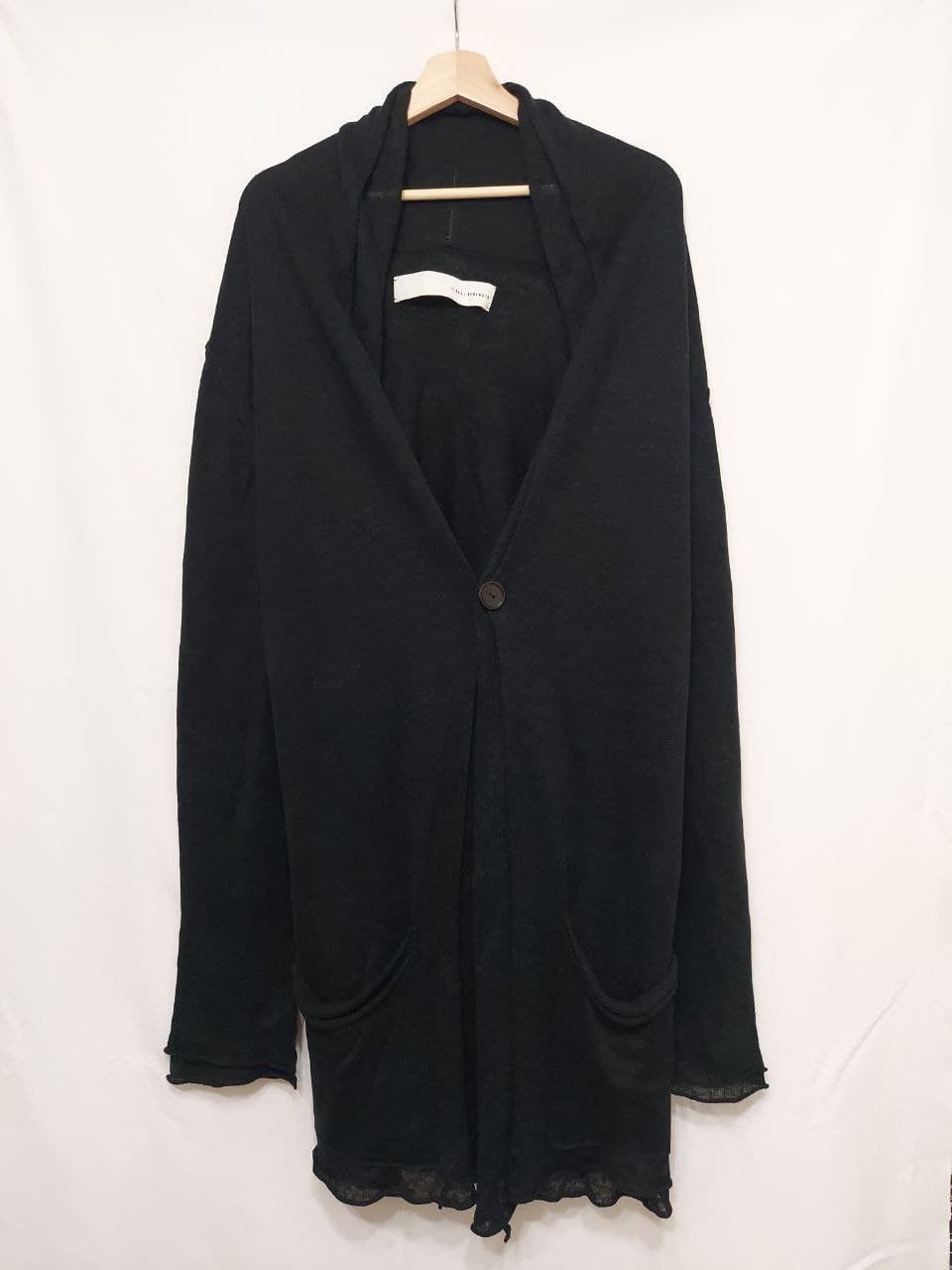 image of Isabel Benenato Ss13 Double Layered Linen Cardigan in Black, Men's (Size Small)