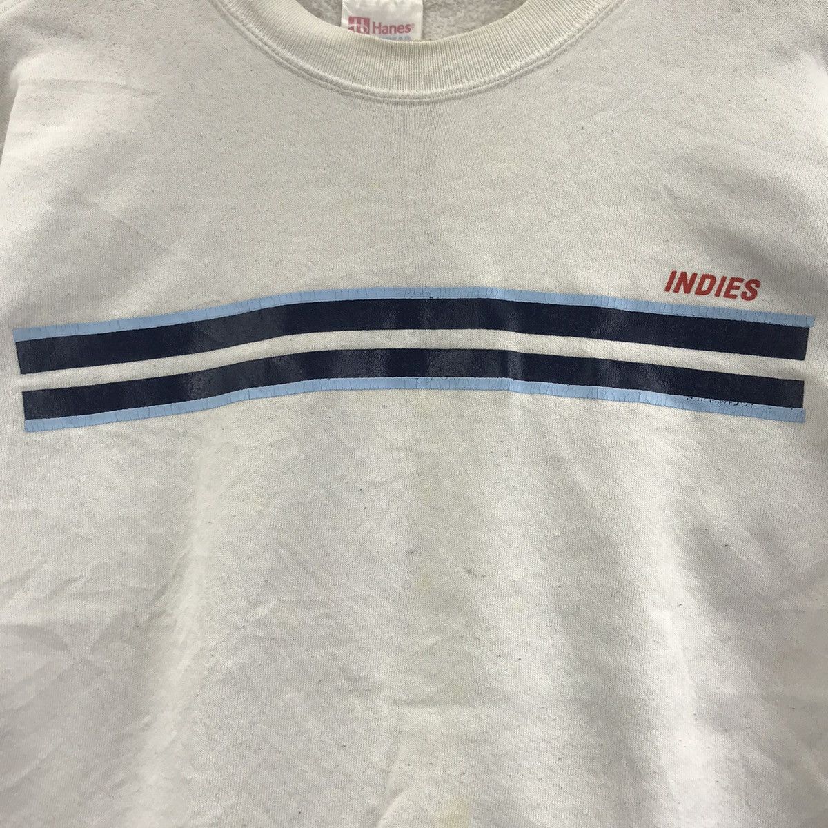 Hanes Vintage INDIES By Hanes Stripes Band White Sweatshirt Size US S / EU 44-46 / 1 - 3 Thumbnail