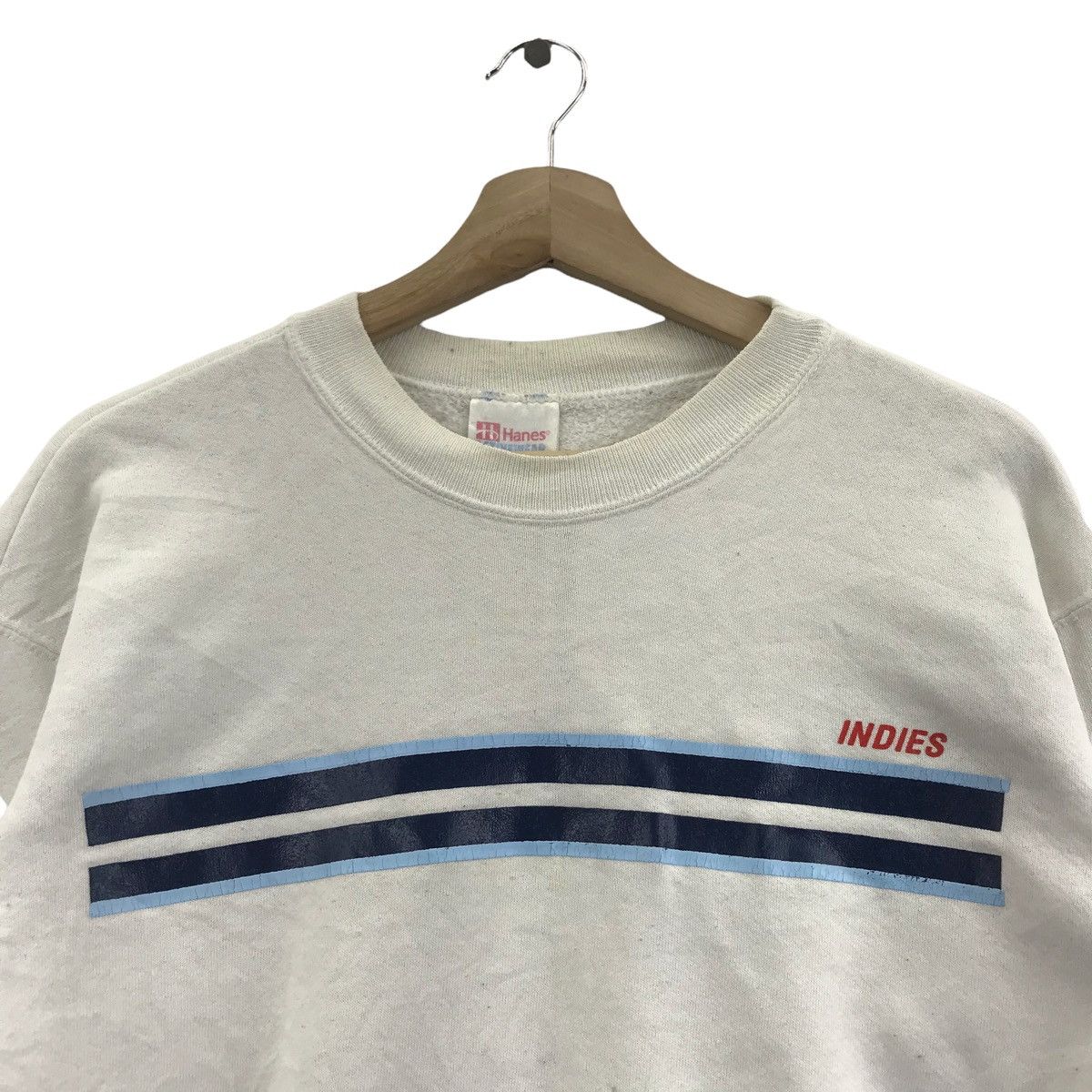 Hanes Vintage INDIES By Hanes Stripes Band White Sweatshirt Size US S / EU 44-46 / 1 - 2 Thumbnail