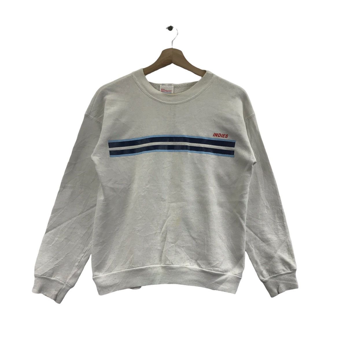 Hanes Vintage INDIES By Hanes Stripes Band White Sweatshirt Size US S / EU 44-46 / 1 - 1 Thumbnail