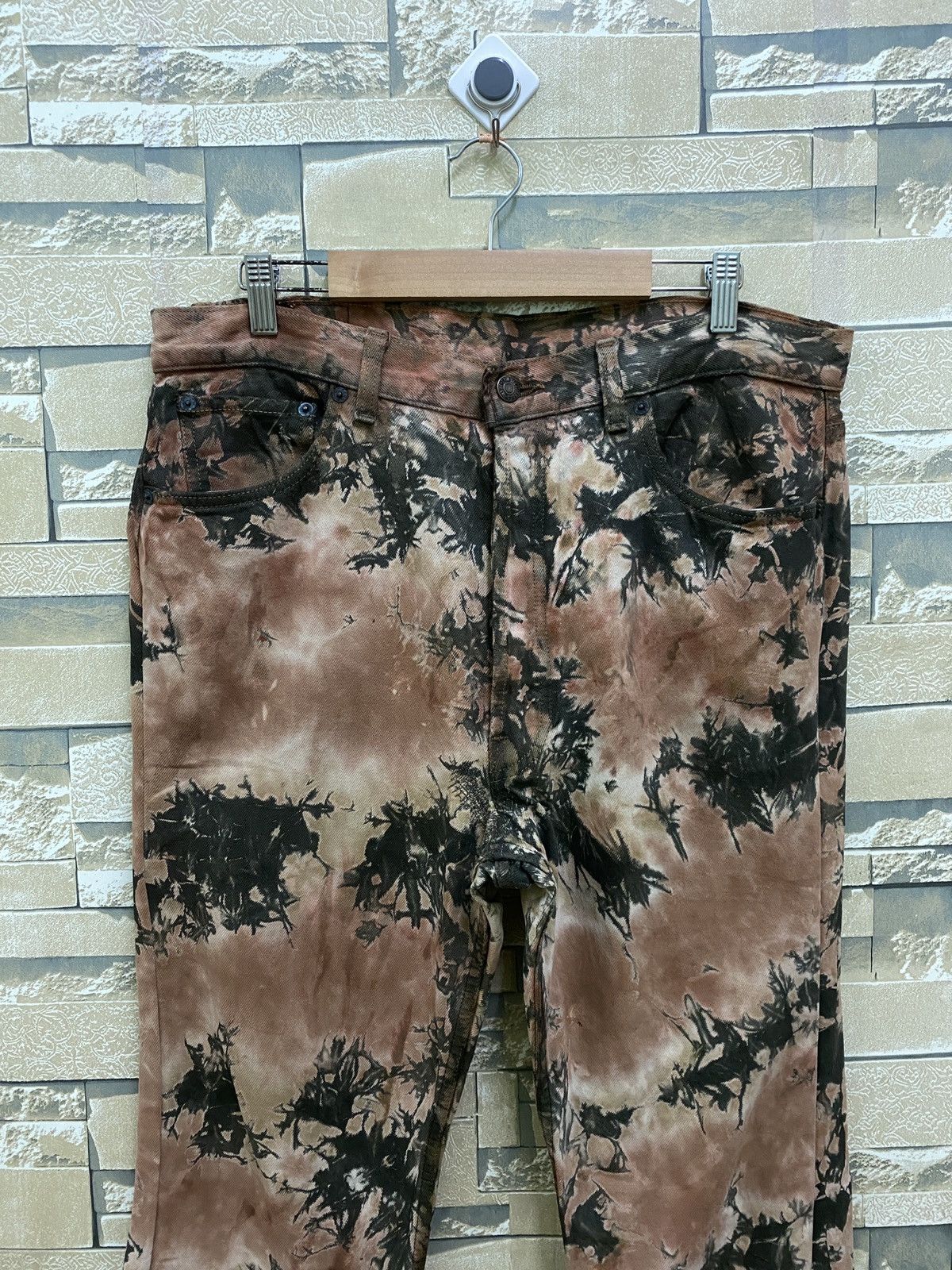 Levi's × Vintage Vintage Levi's 501 Tye Dye Crumple Smoked Denim Jeans Size US 34 / EU 50 - 3 Thumbnail